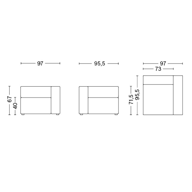 Mags Sofa Module Right Narrow 97x95.5cm
