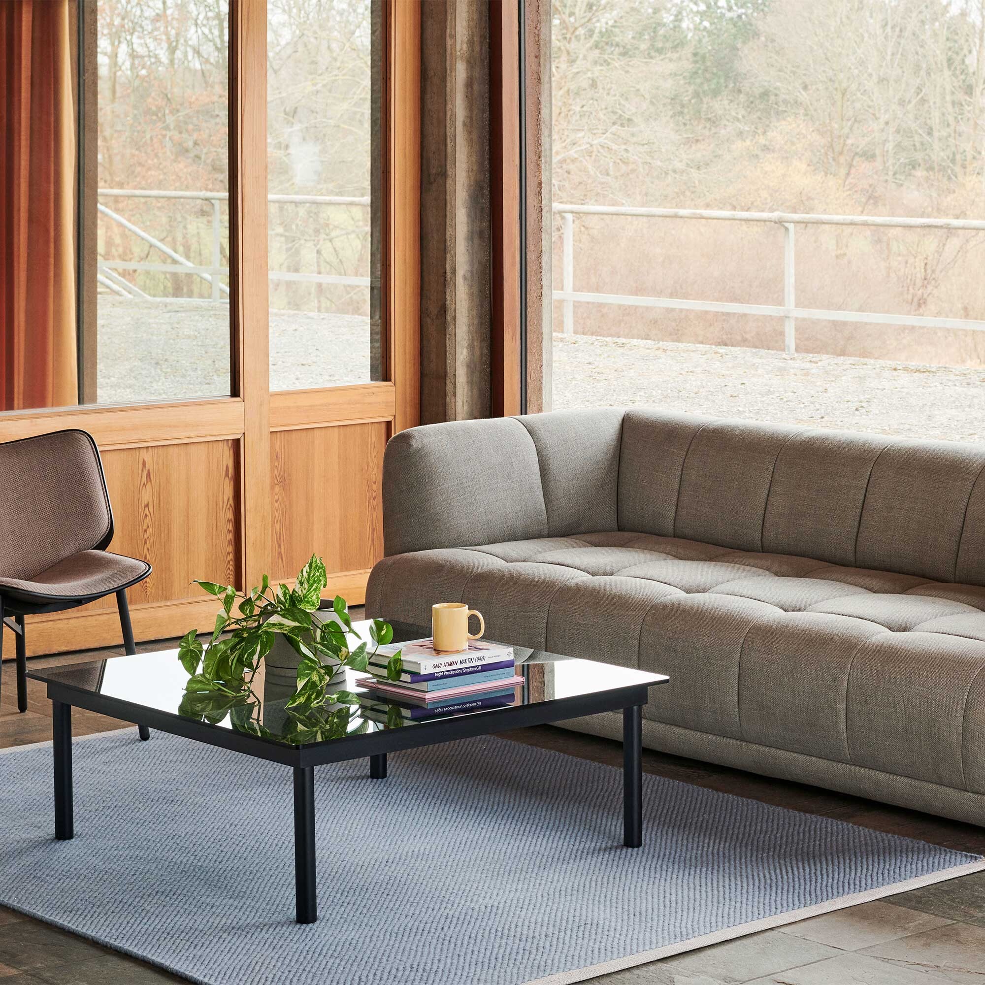 Kofi Coffee Table Black Lacquered Oak Base 80x80cm