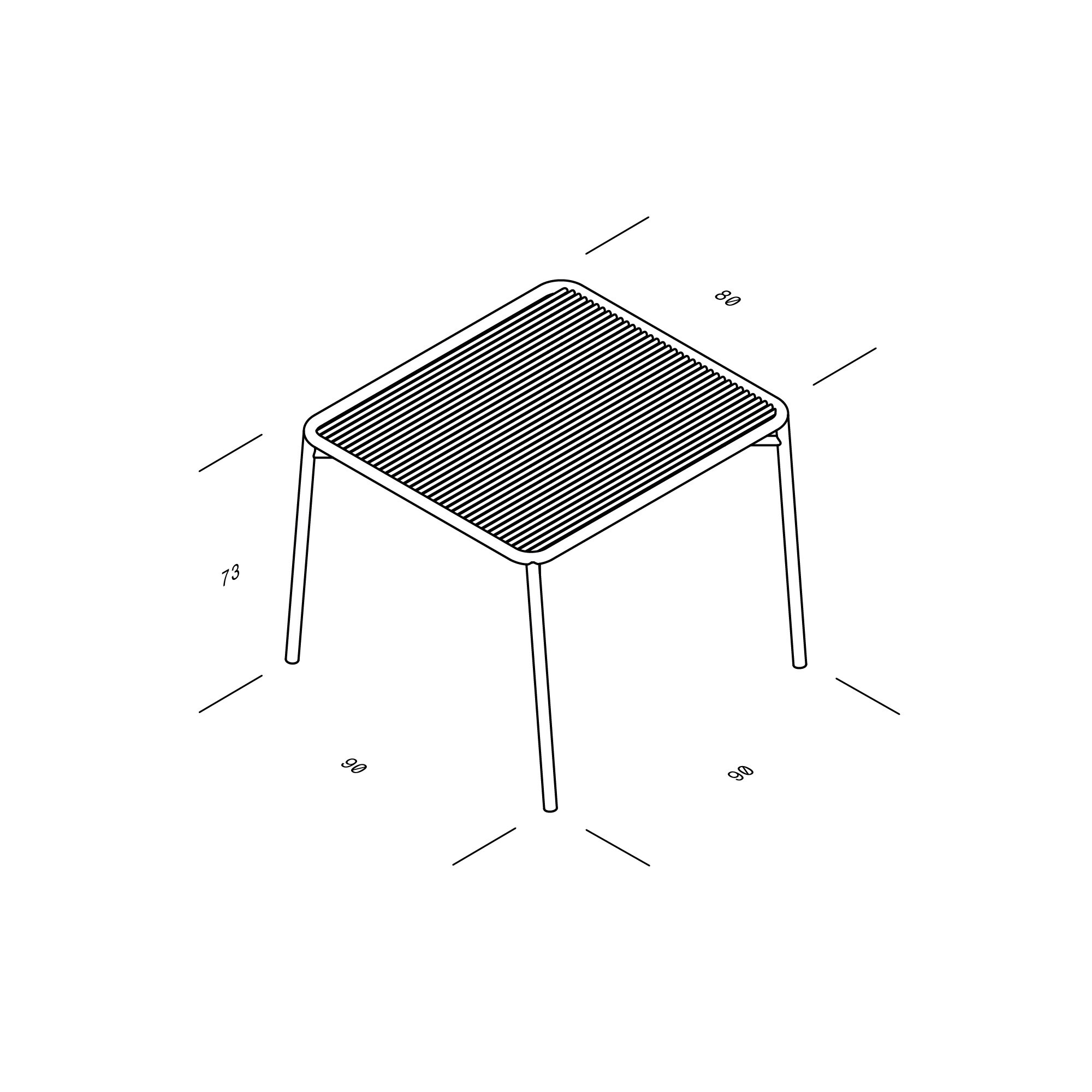 Ivy Garden Set Table 90cm+ 2 Armchairs