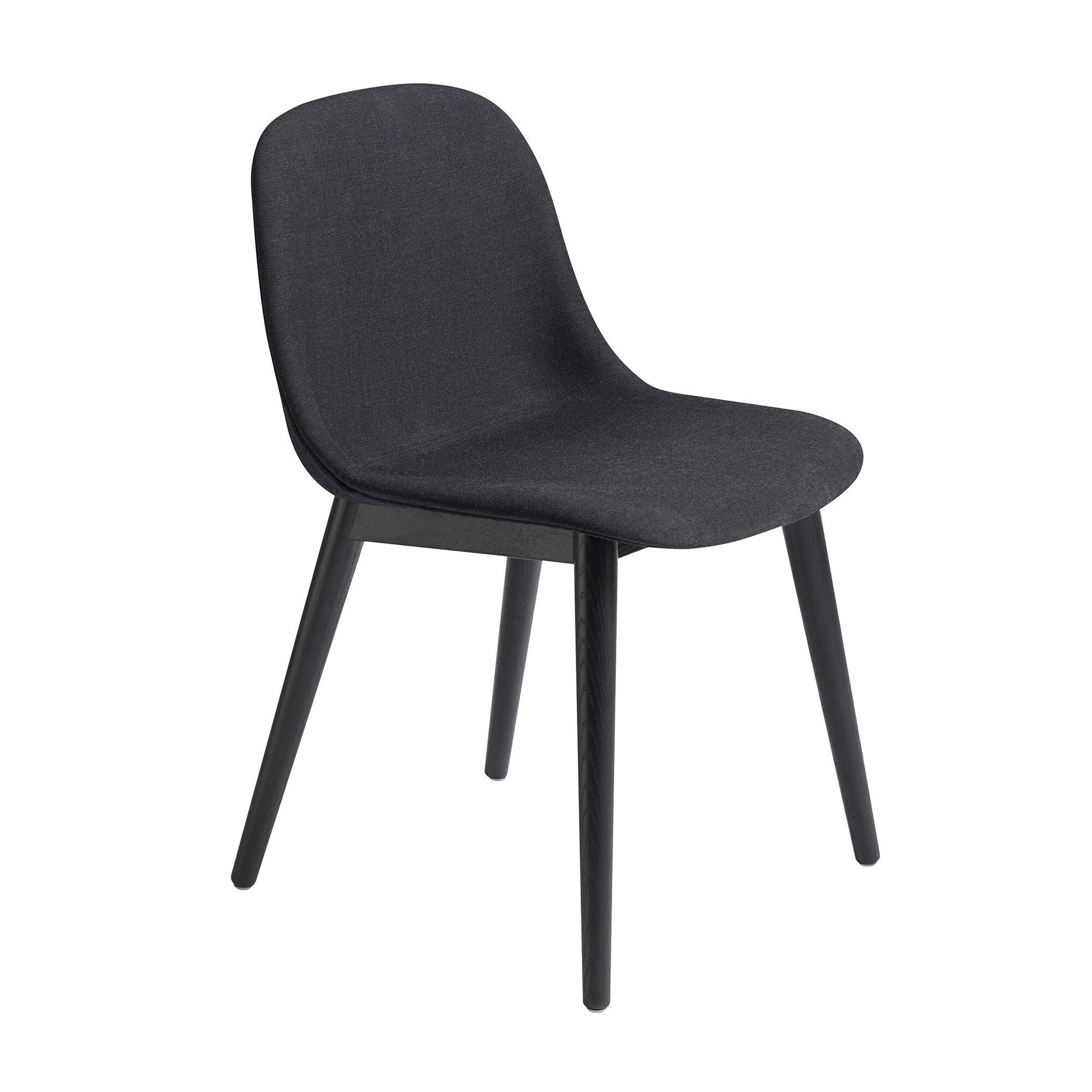 Fiber Side Chair upholstered with Wood Base