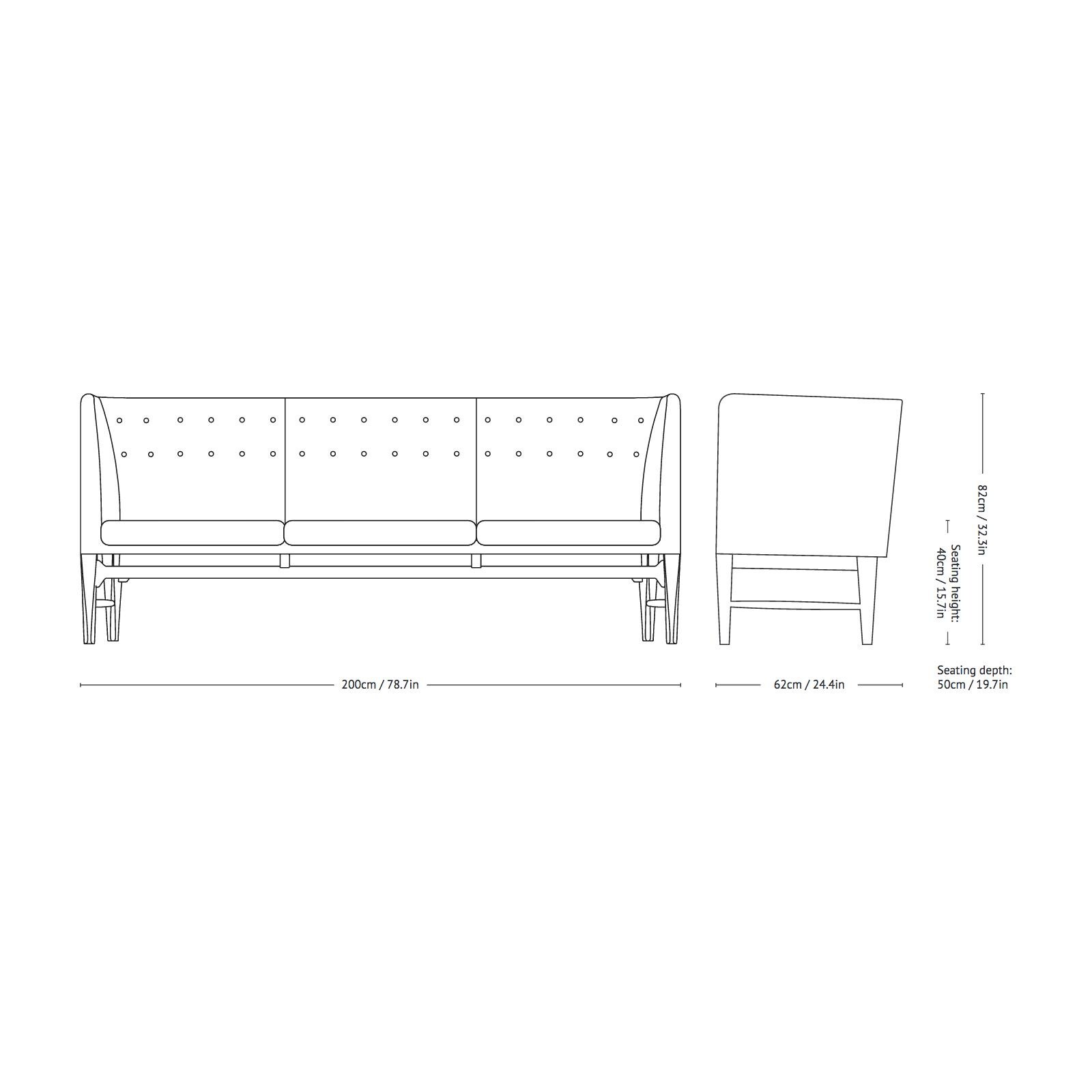 Mayor AJ5 3-Seater Sofa Oak Base