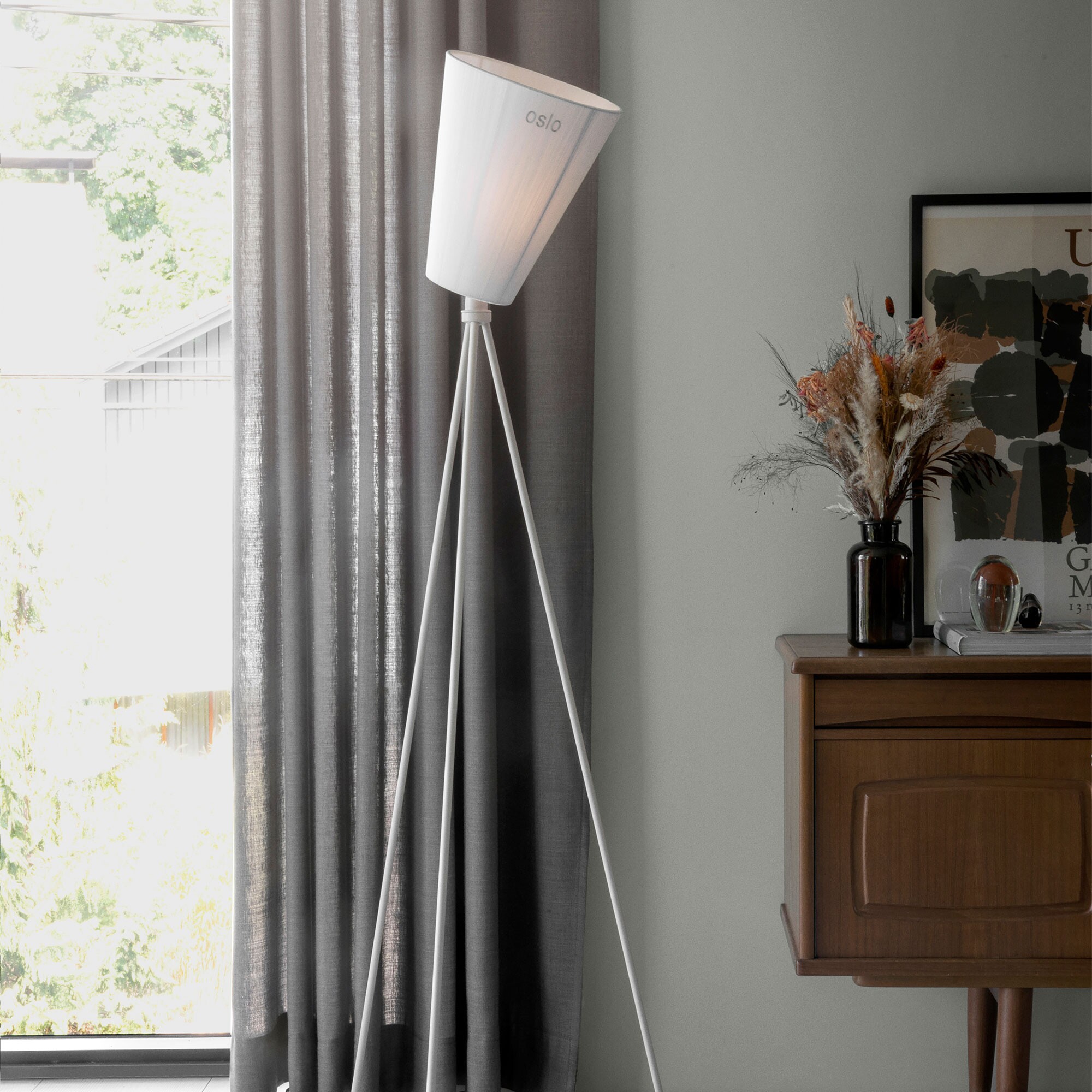 Oslo Wood Floor Lamp White Base