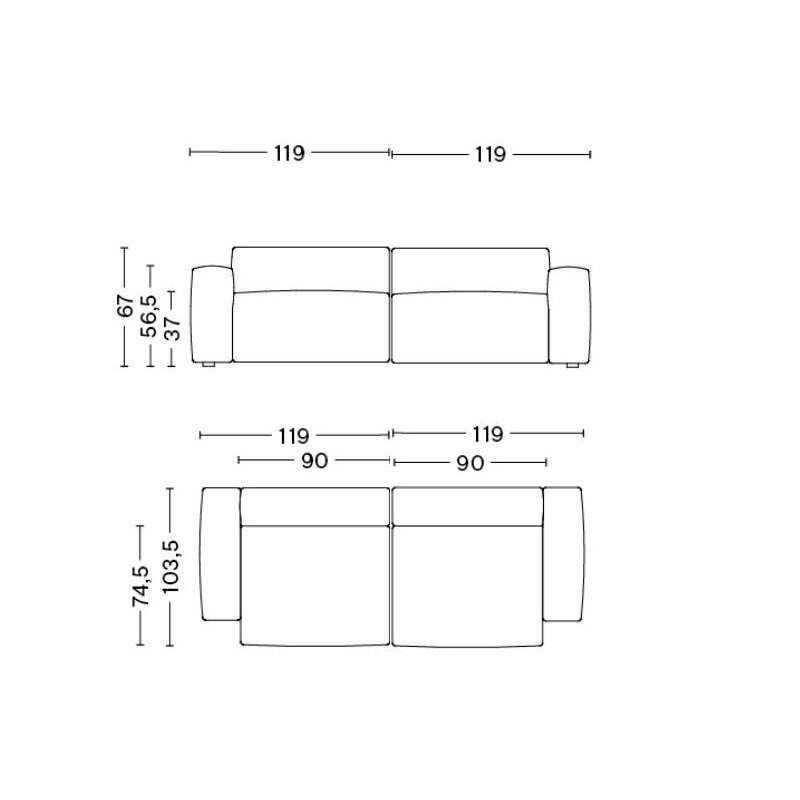 Mags Soft 2,5 Seater Sofa Low Armrest Leather