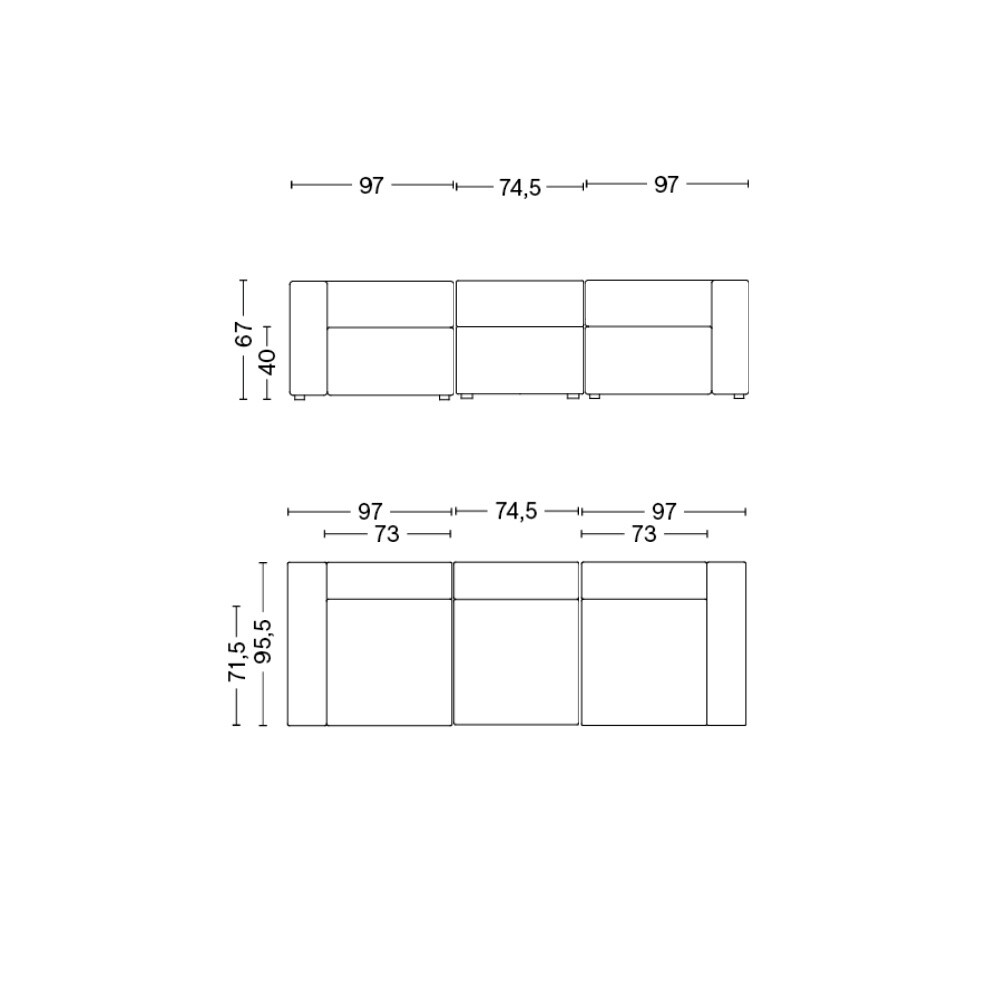 Mags 3 Seater Sofa 268.5x95.5x67cm