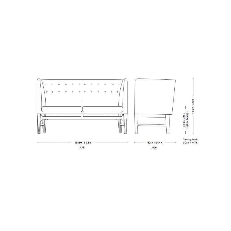 Mayor AJ6 2-Seater Sofa Walnut Base