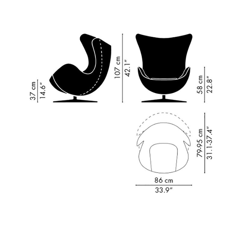 Egg Chair Loungechair Fabric Warm Graphite Base