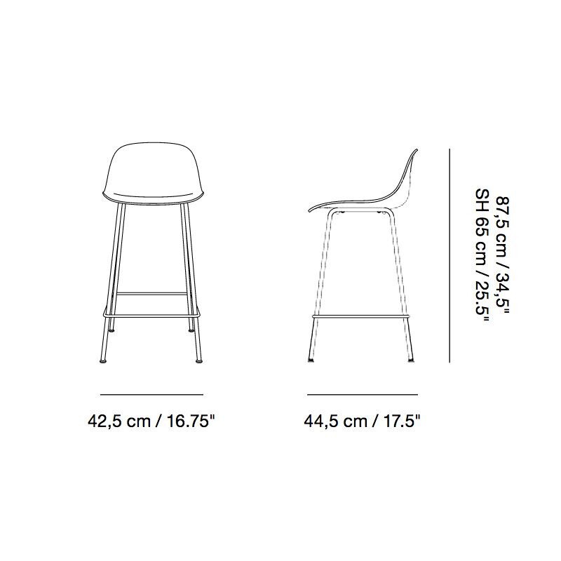 Fiber Bar Stool With Backrest 65cm Leather