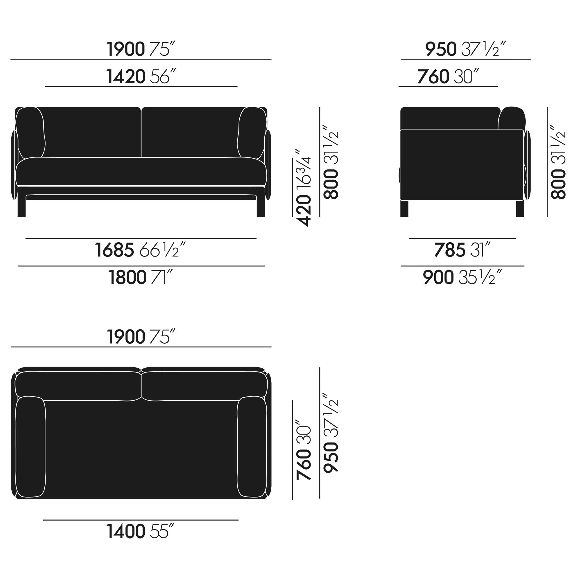 Anagram flexibles Modul-Sofa 190x95cm