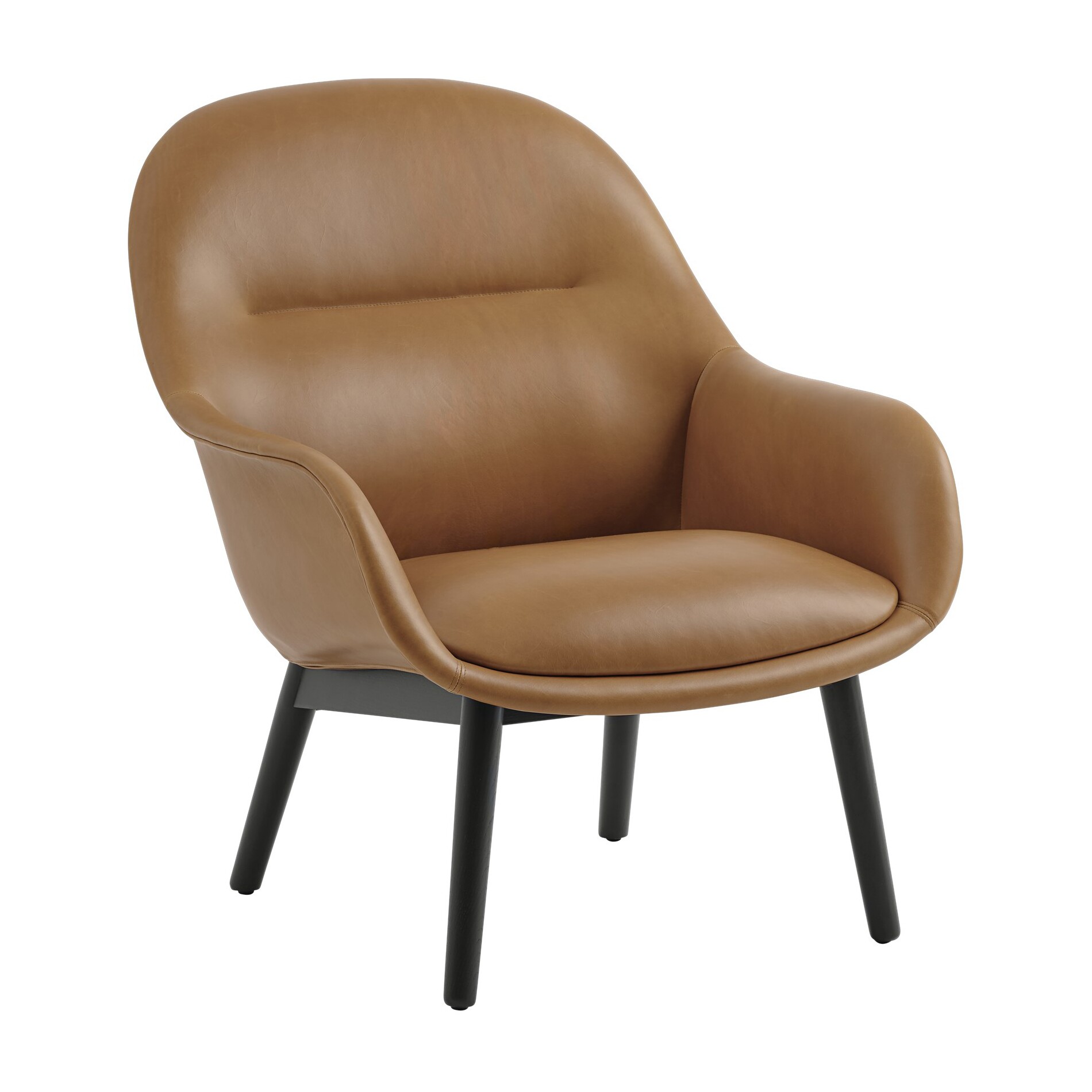Fiber Lounge Armchair Upholstered Wood Base Leather