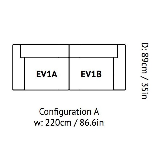 Develius 2-Seater Sofa 220x70x89cm