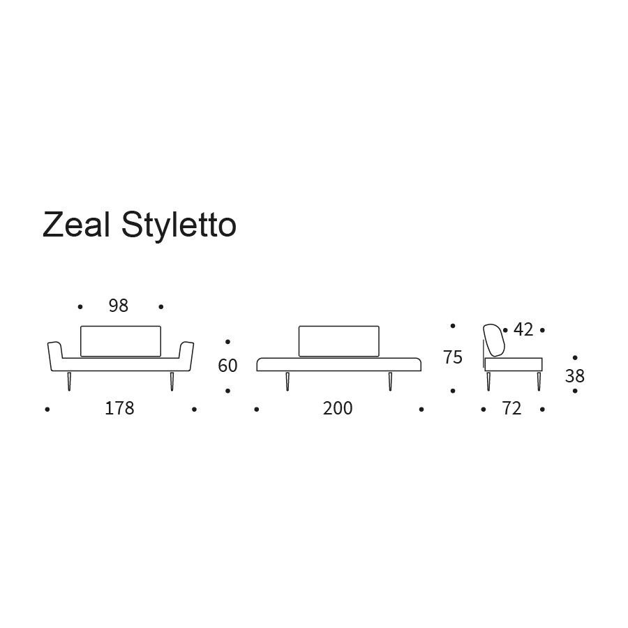 Zeal Styletto Sofa Bed Corduroy 200x72cm