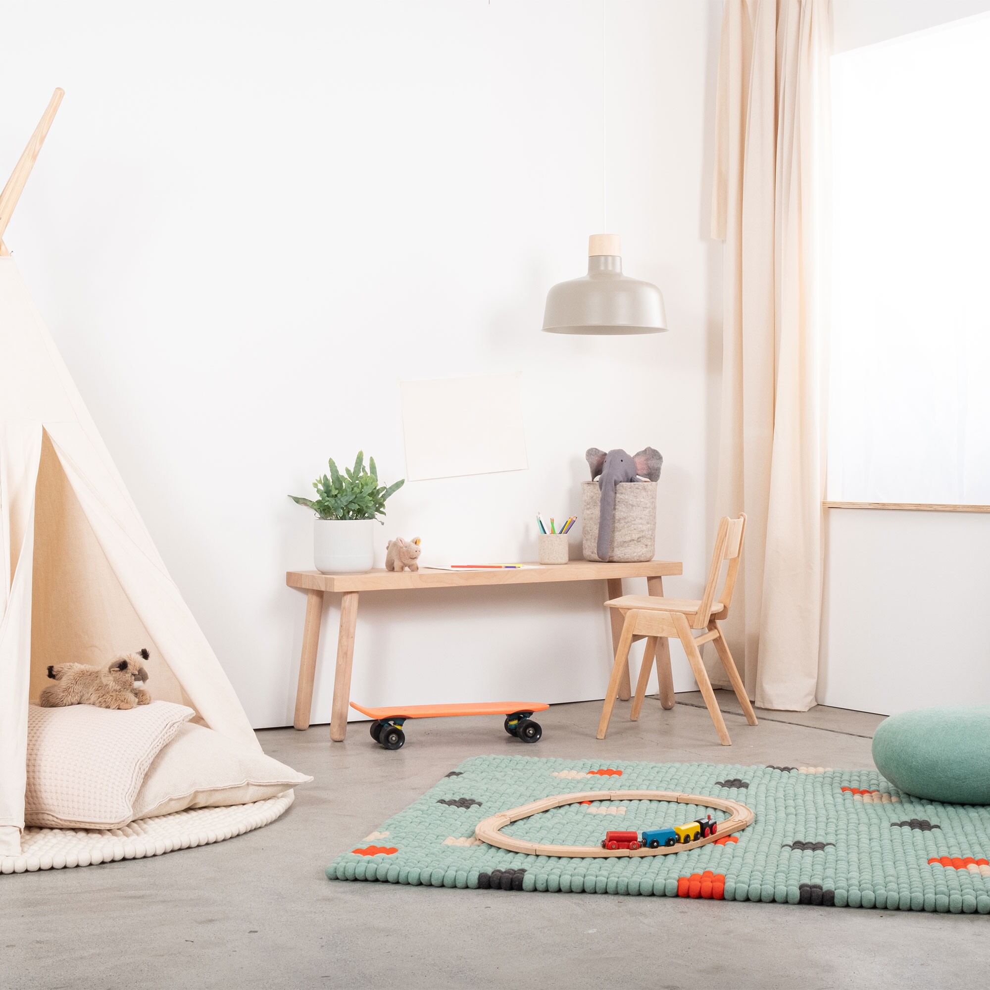 Terra Ocean Felt Ball Rug rectangular