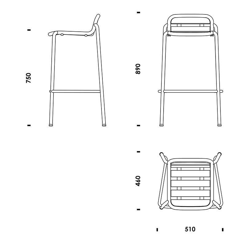 Vig Outdoor Bar Chair Wood 75cm