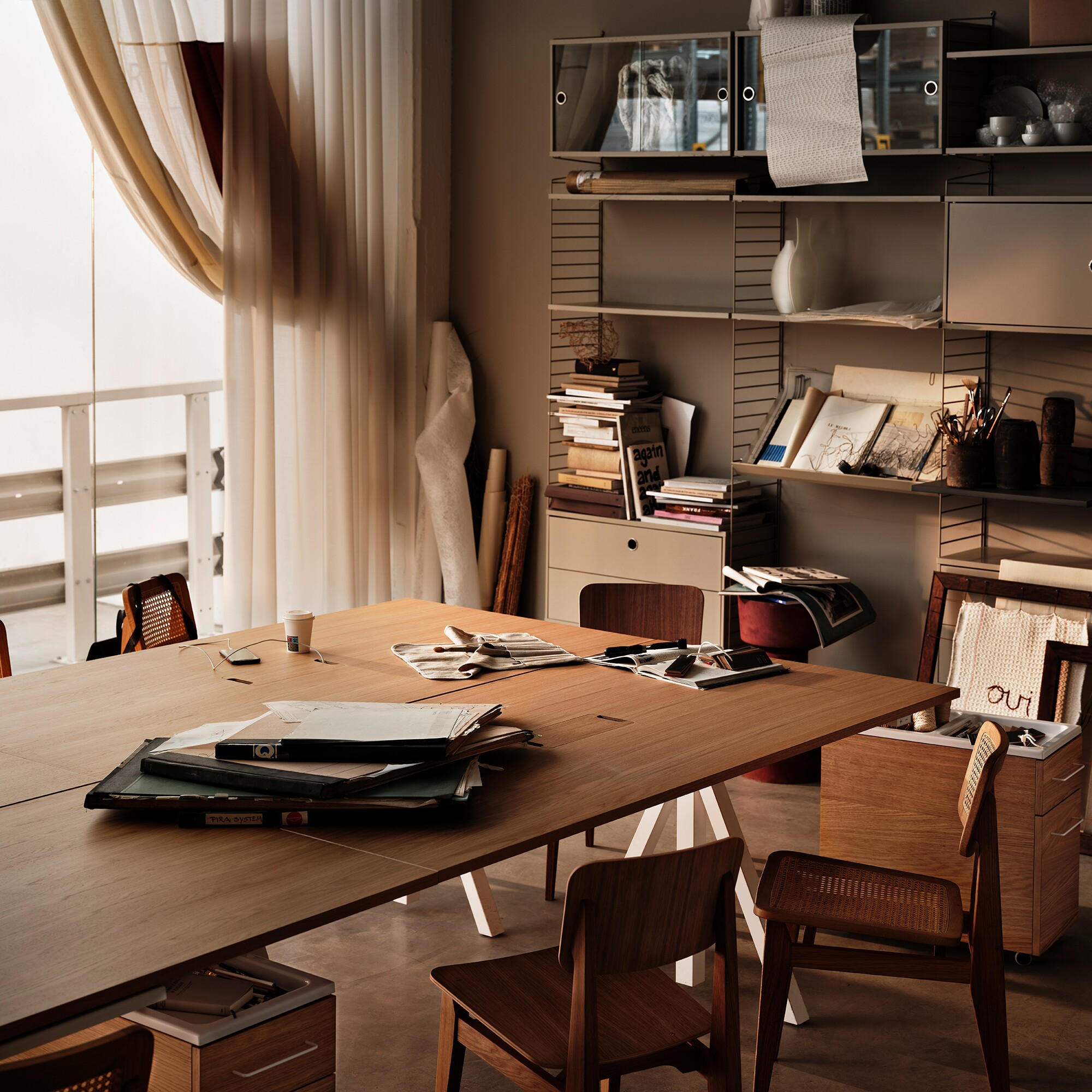 String Works Desk Height Adjustable Oak