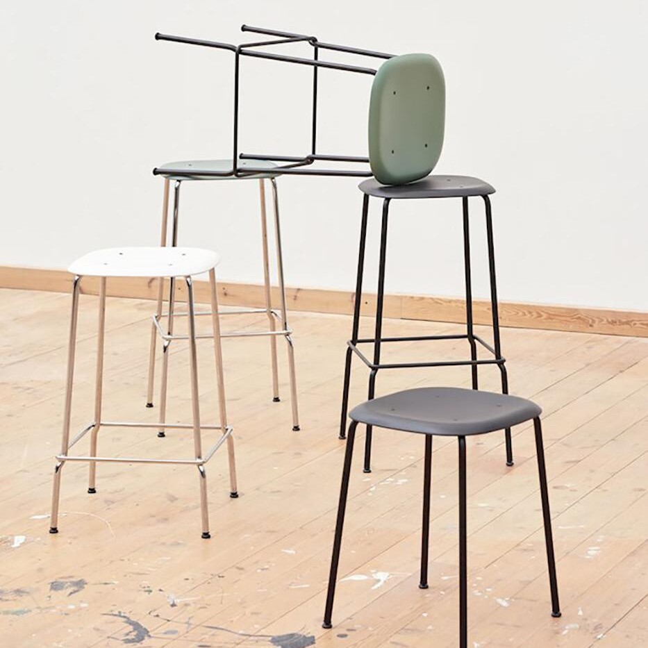 Soft Edge 85 Bar Stool High Black Steel Base