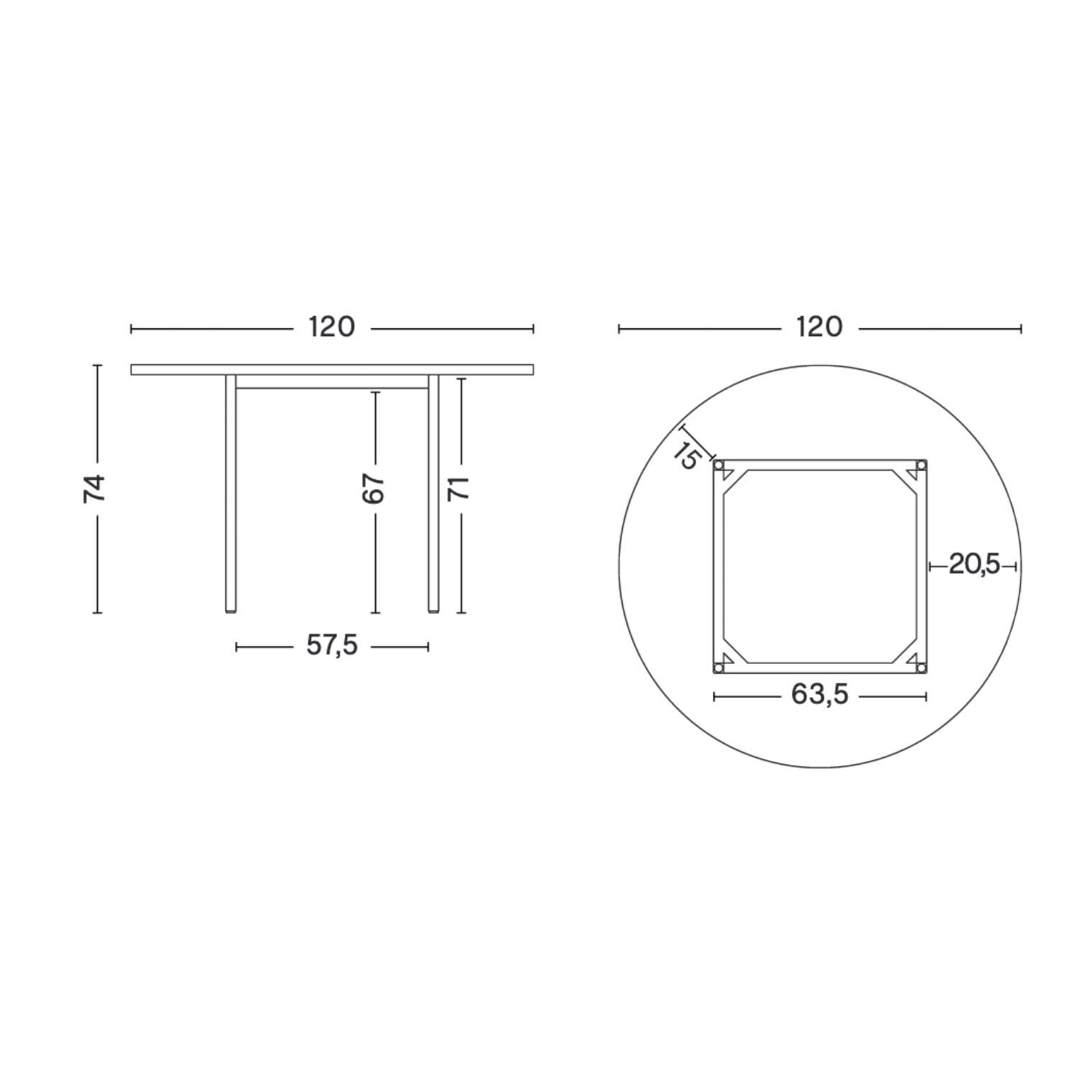 Two-Colour Dining Table Base Maroon Red Ø120cm