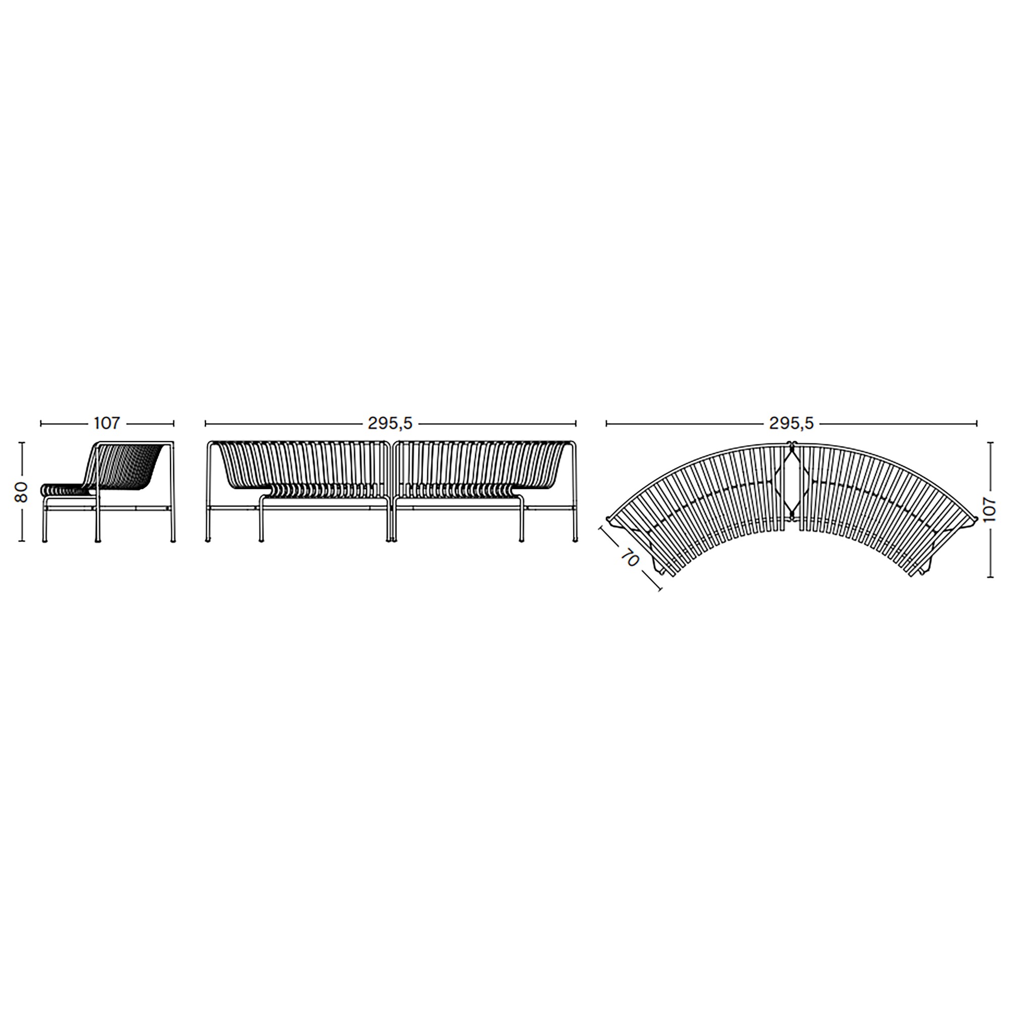 Palissade Dining Park Bench In/In Set of 2