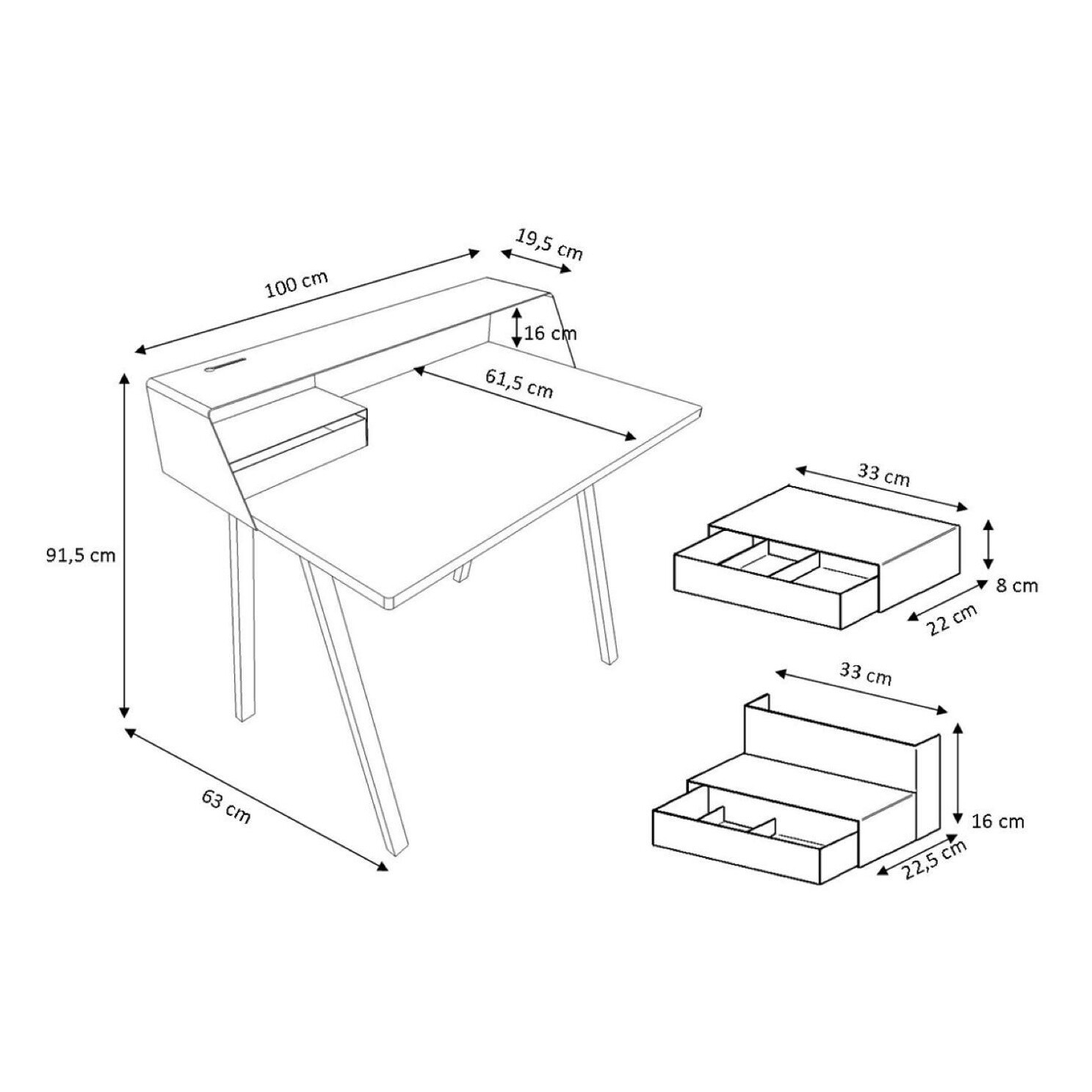 PS04 Secretaire 100x63x91.5cm Frame Steel
