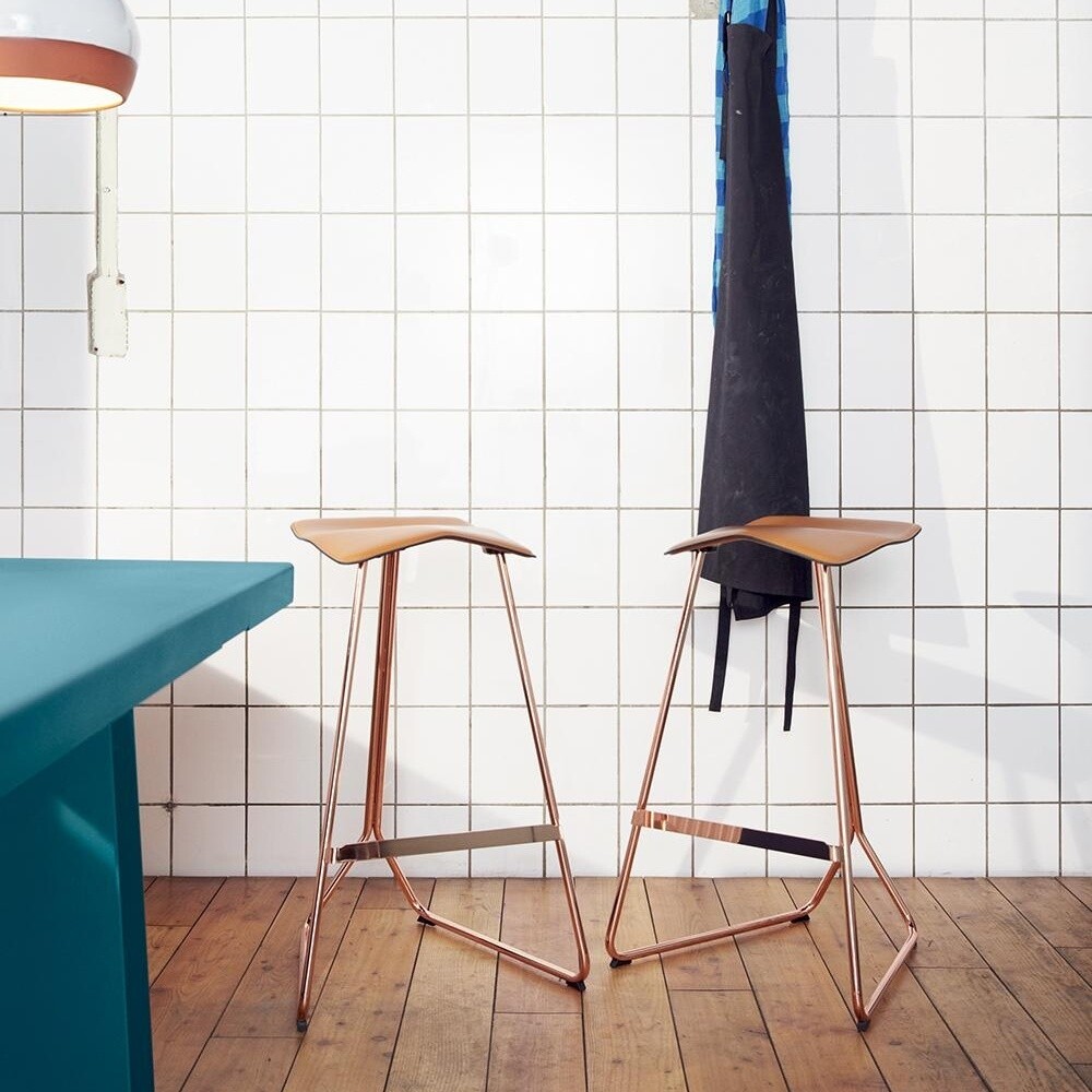 Triton Bar Stool Leather Frame Copper