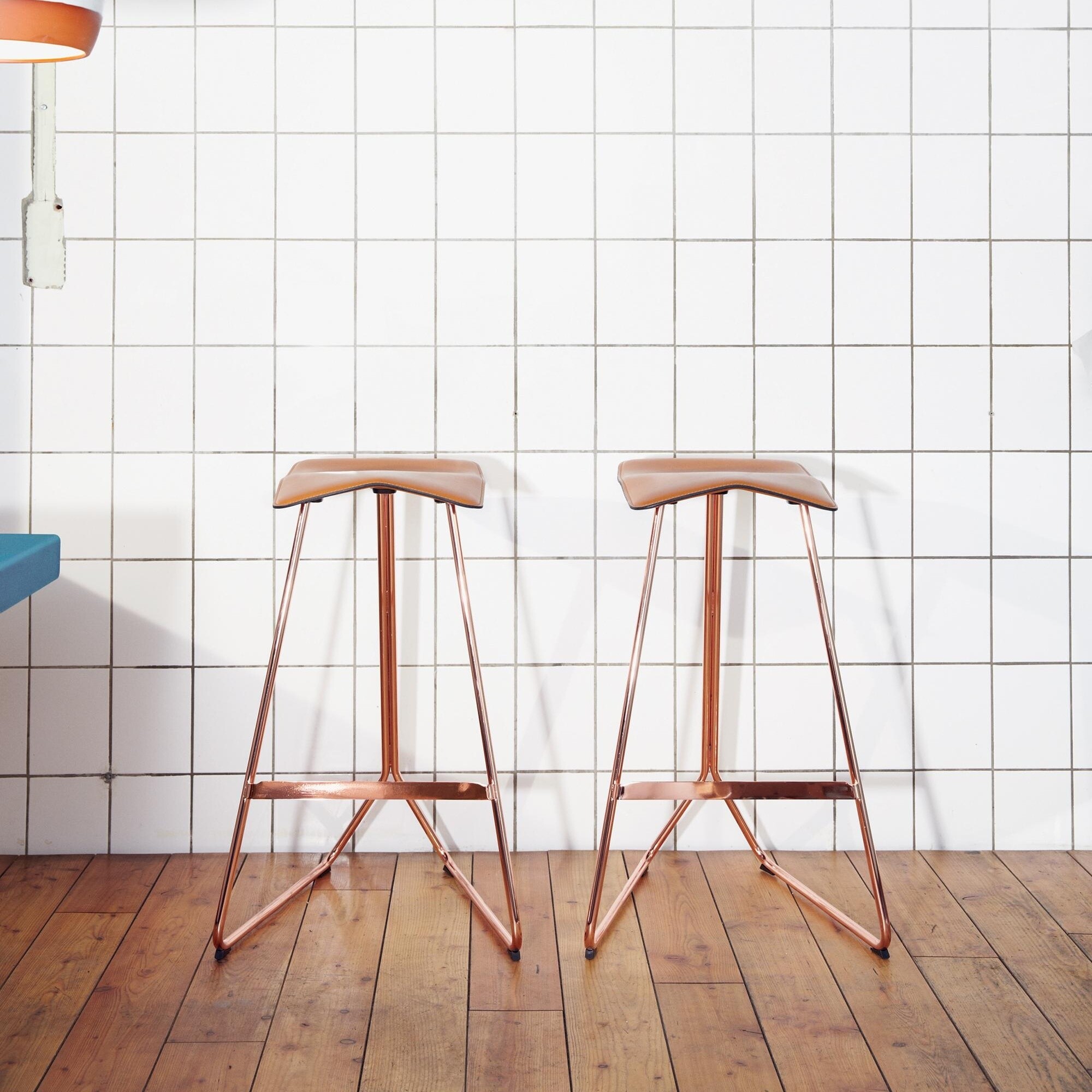 Triton Bar Stool Leather Frame Copper