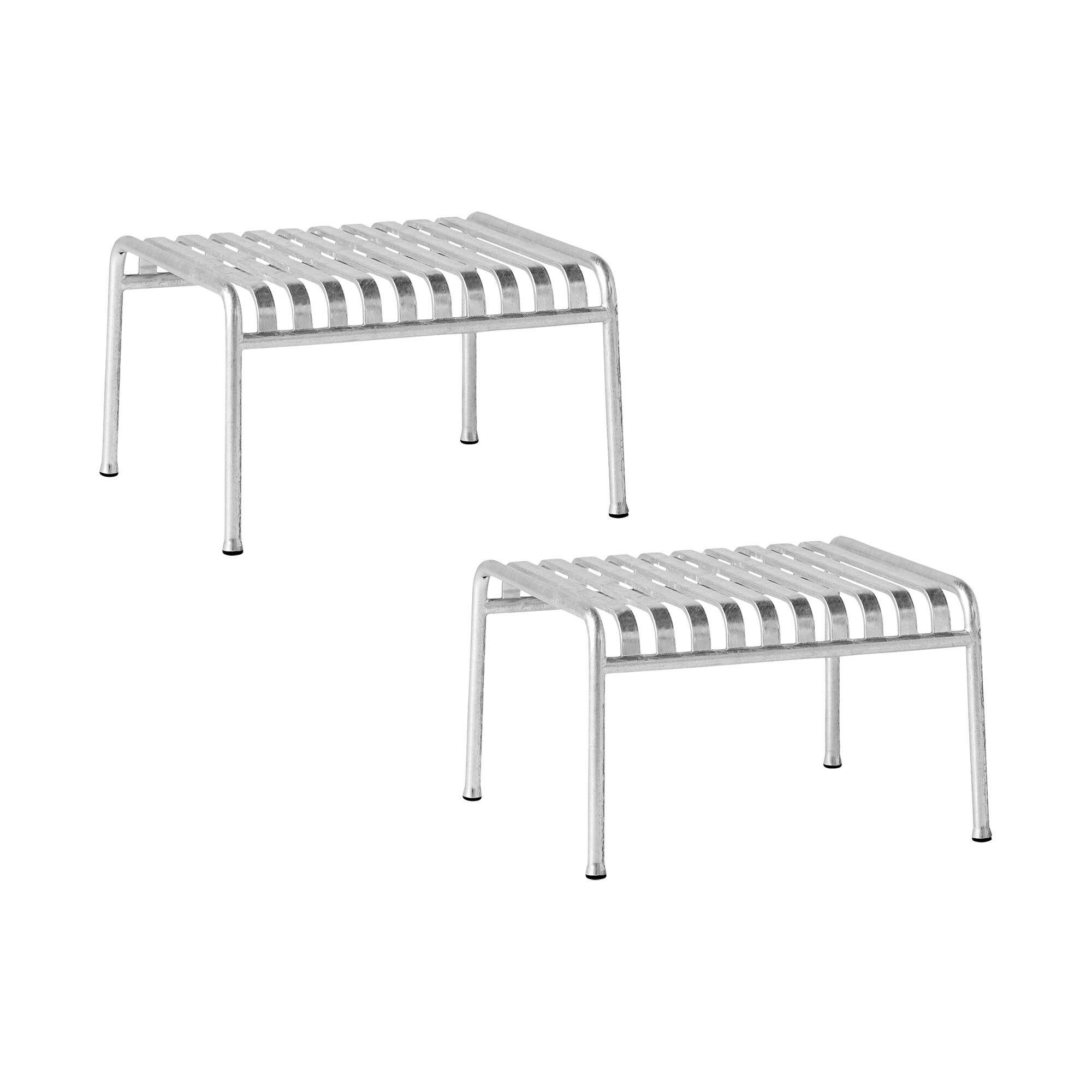 Palissade Ottoman/ Garden Side Table Hot Galvanised Set of 2