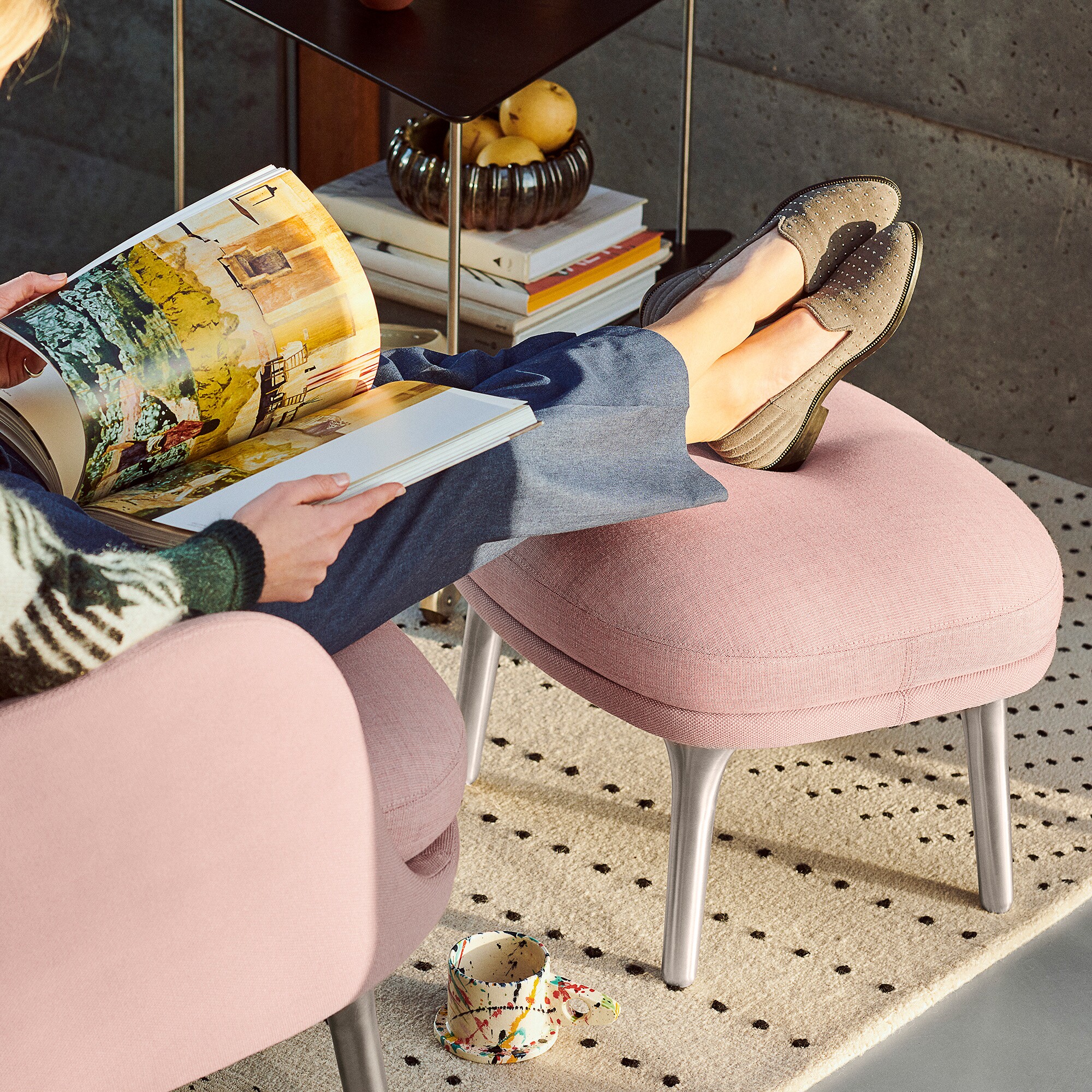 Ro™ JH11 Footstool Fabric Aluminium Feet