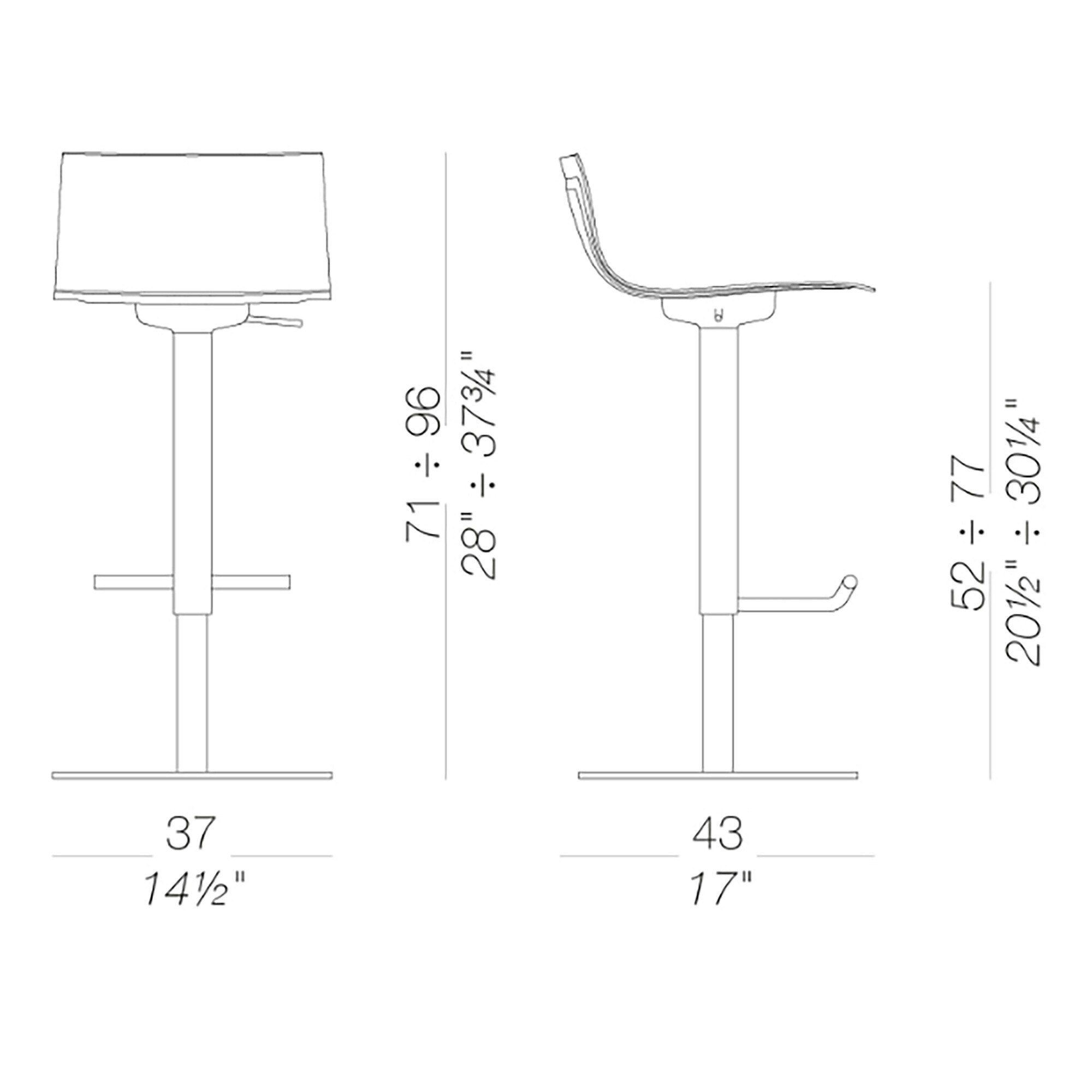 Thin S24 Bar Stool Seat Oak 54-79cm