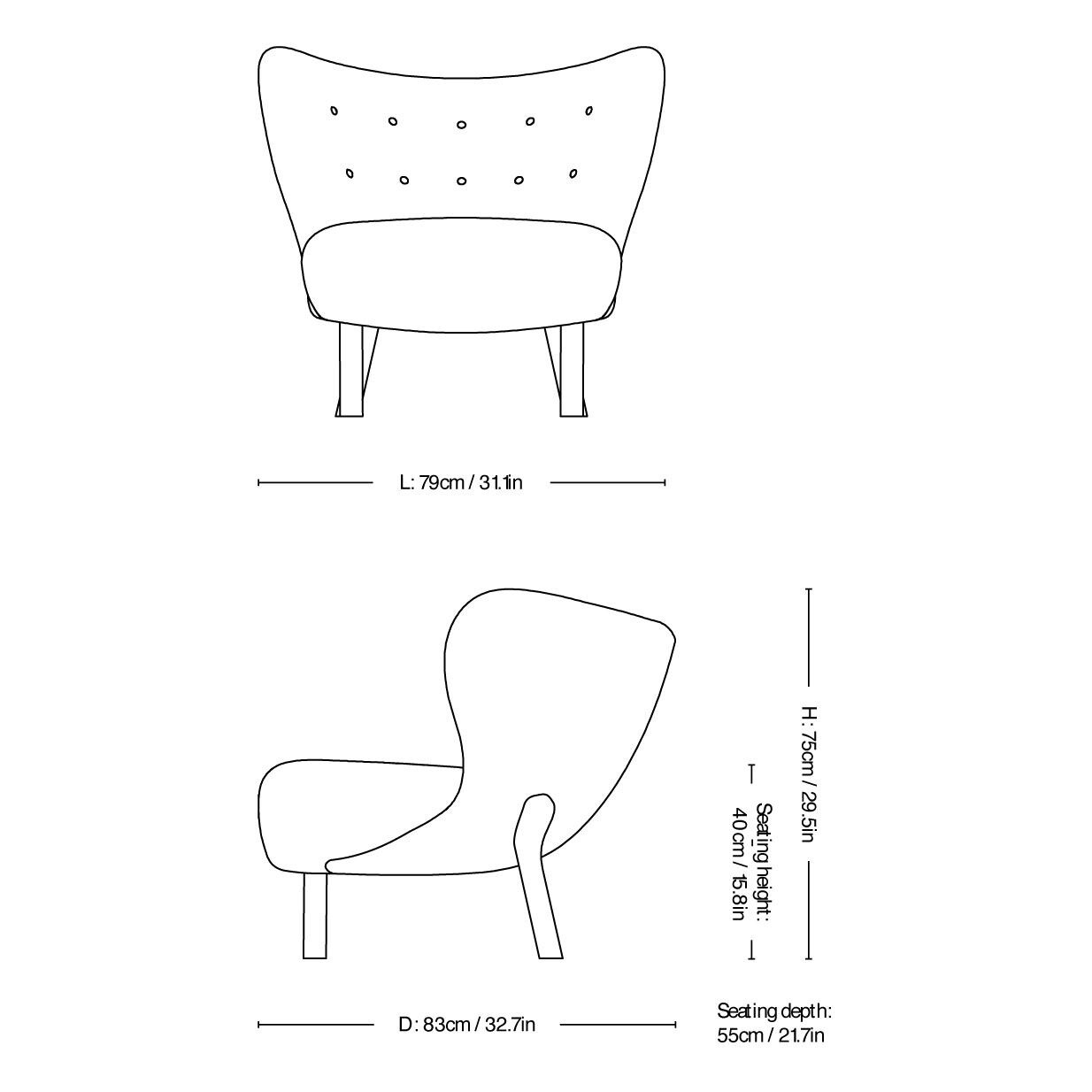 Little Petra VB1 Lounge Chair Frame Walnut