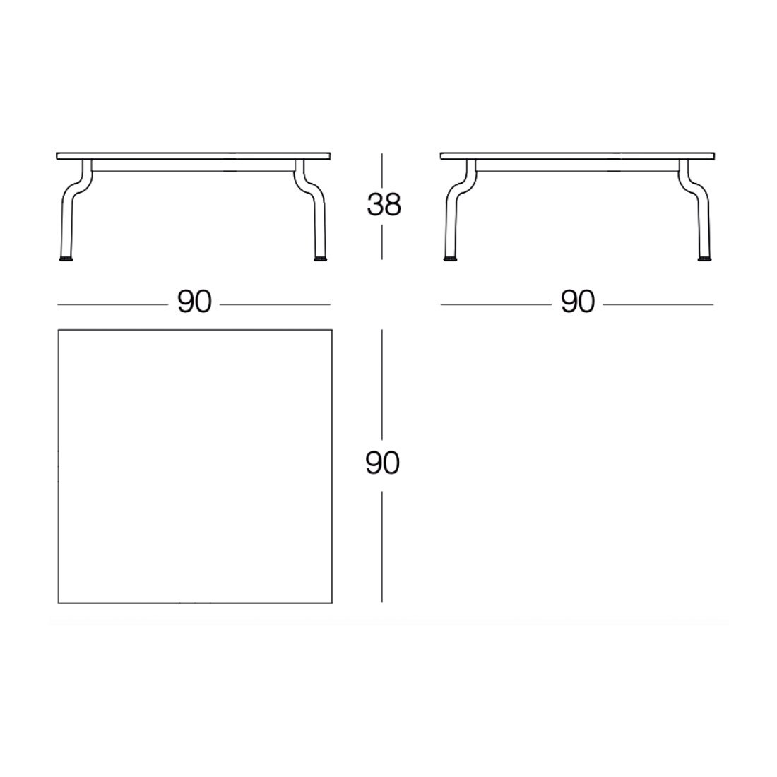 South Garden Table Low 90x90cm