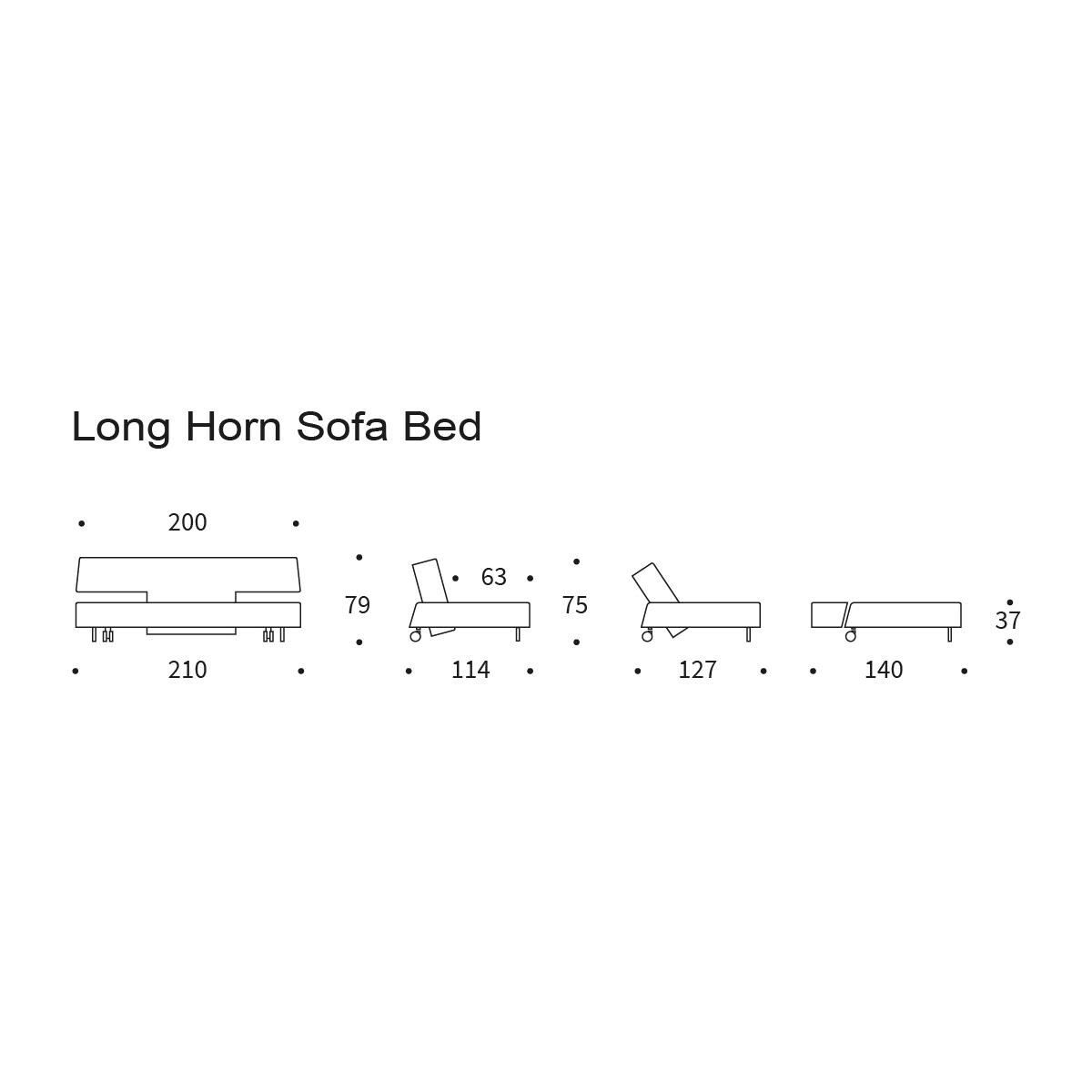 Long Horn Deluxe Excess Sofa Bed 210x114cm