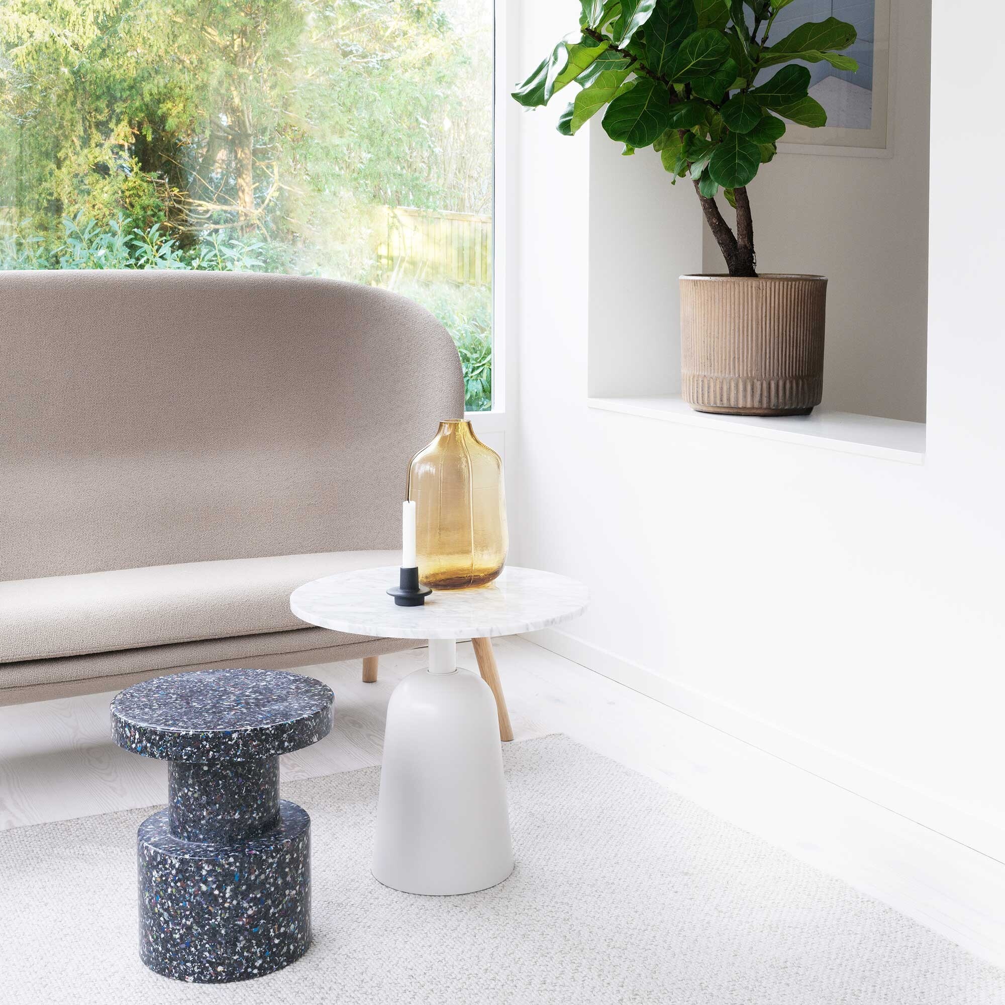 Turn Side Table Marble Adjustable in Height