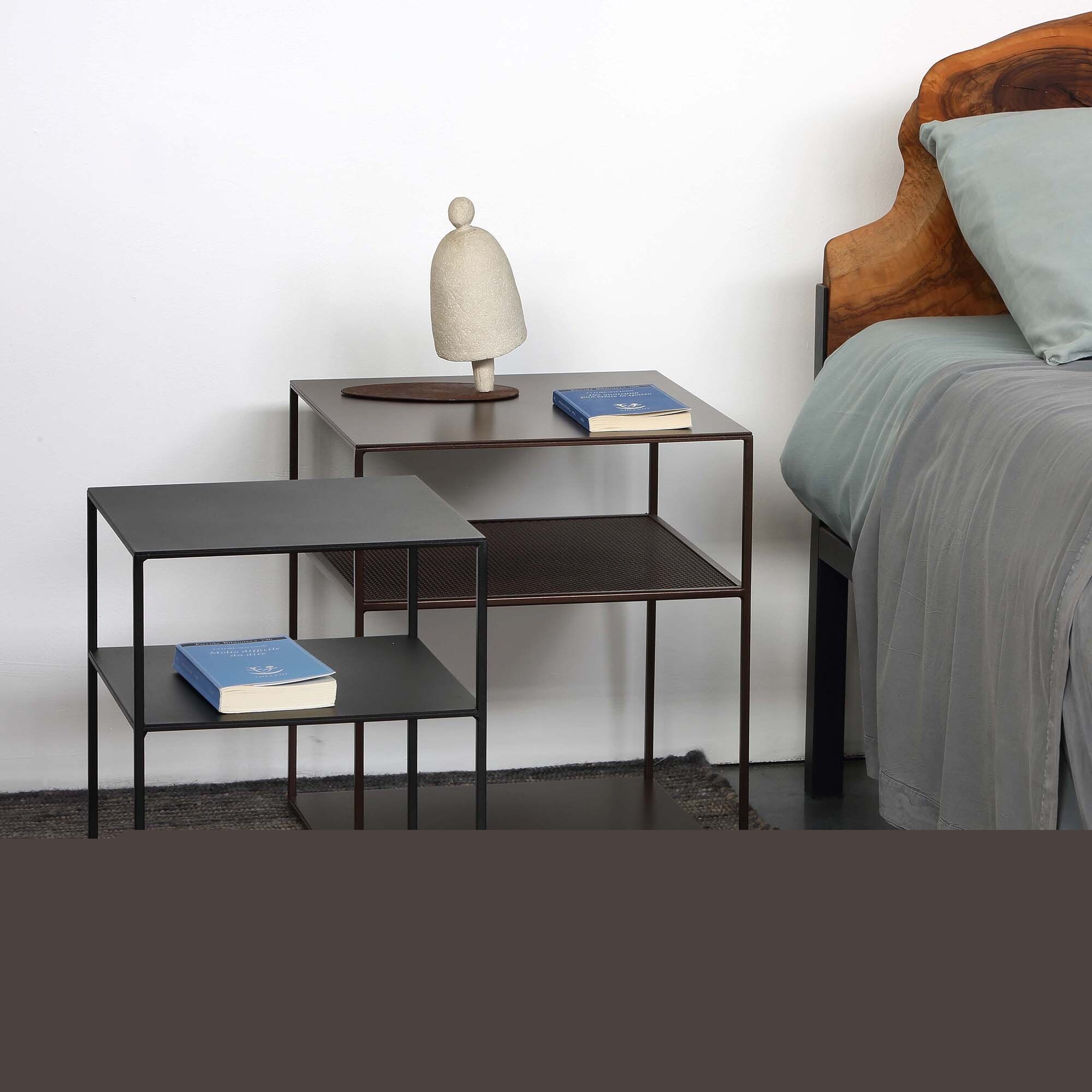 Slim Irony Triplet Side Table 40x40cm with Metal Mesh