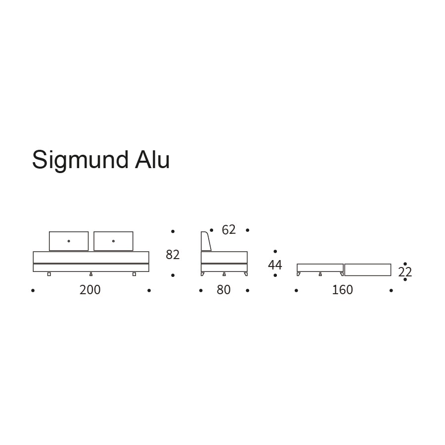 Sigmund Alu Sofa Bed 200x84cm