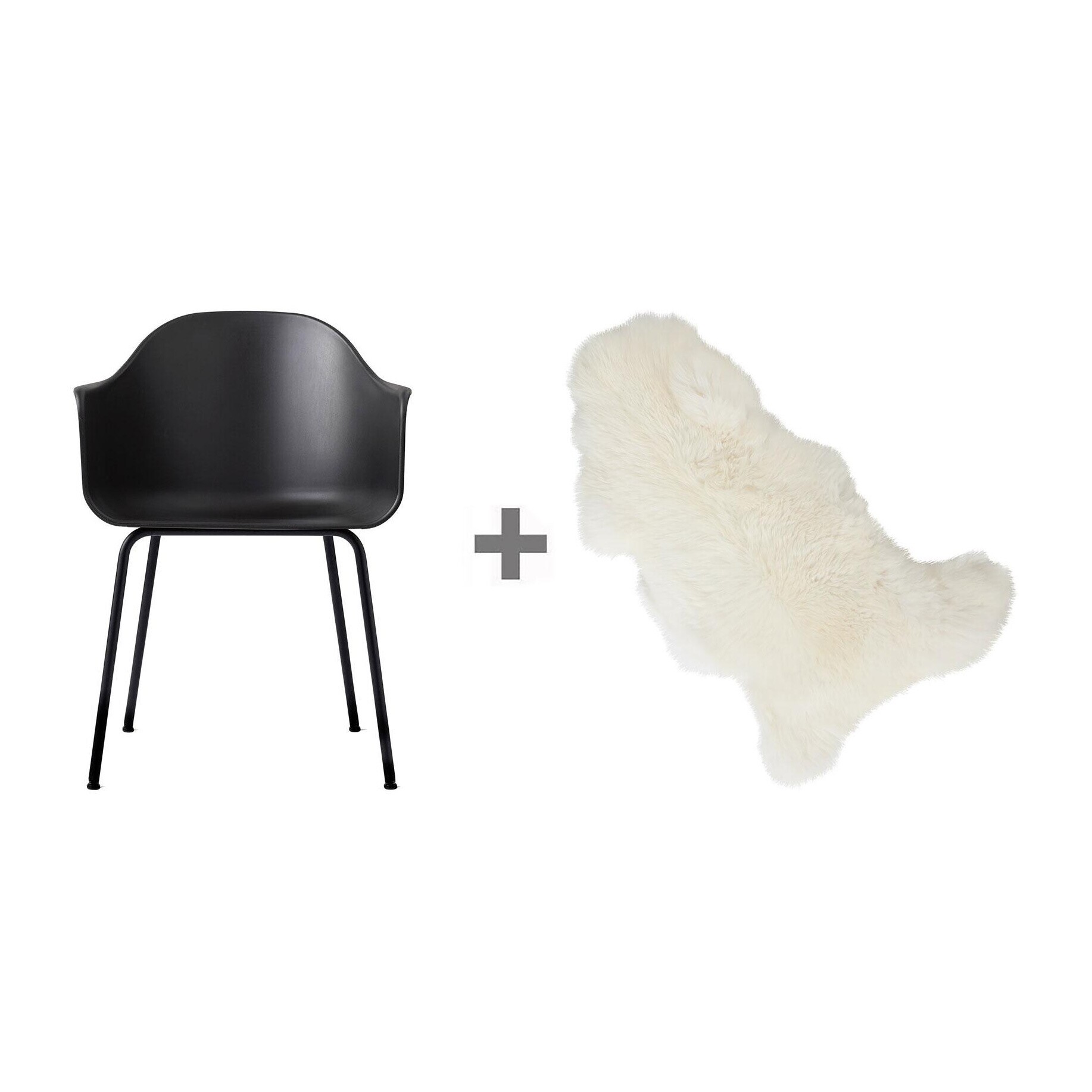 Promotion Set Harbour Armchair With Black Steel Base + Fur