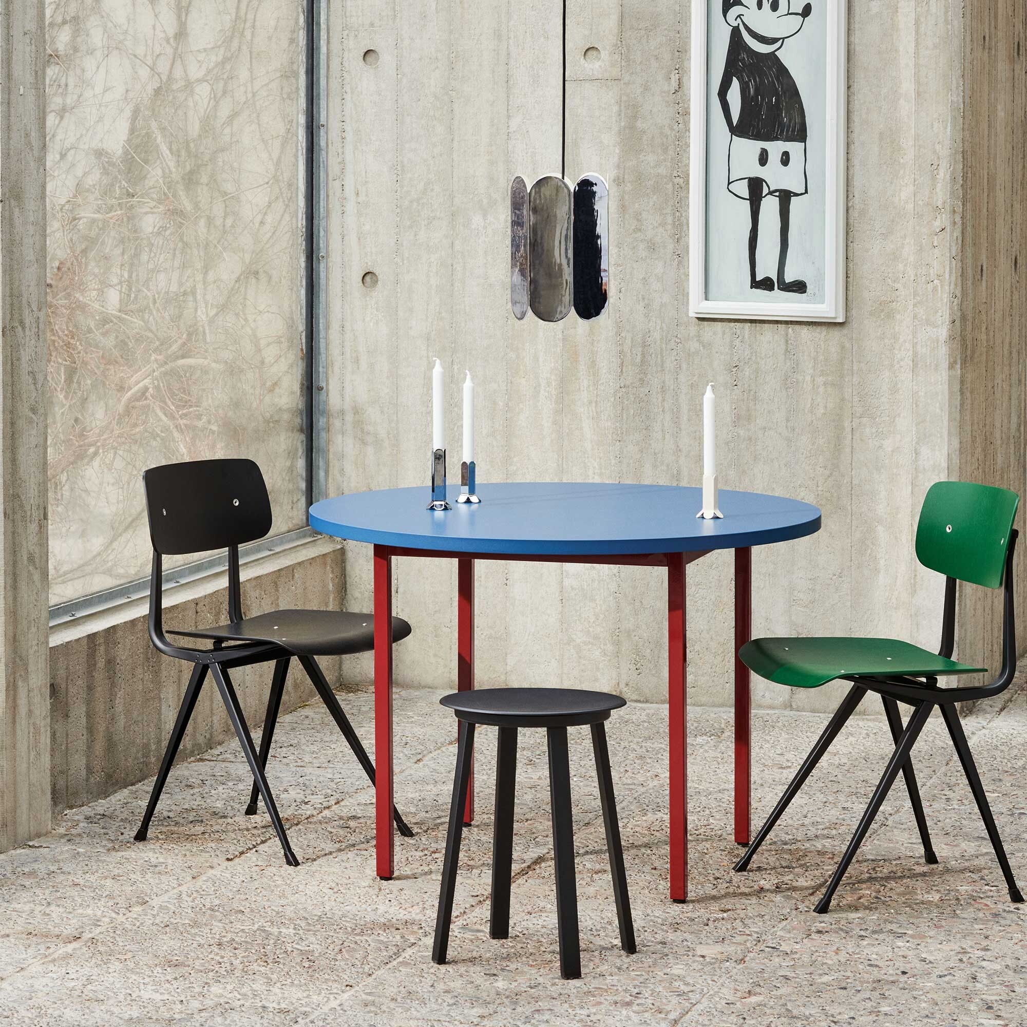 Two-Colour Dining Table Base Maroon Red Ø105cm