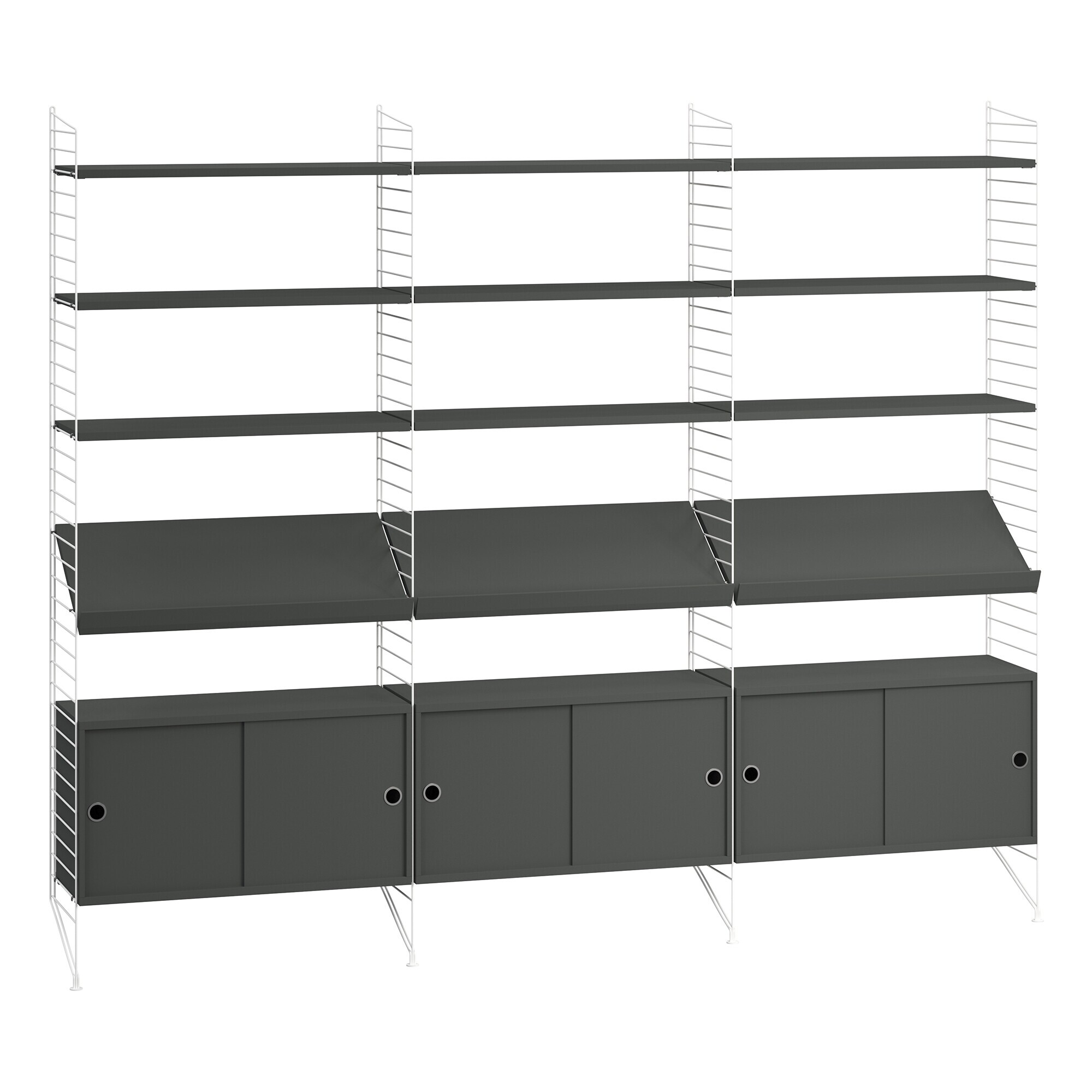 Shelf with 3 Cabinets and Magazine Racks 242 x 200 x 30cm
