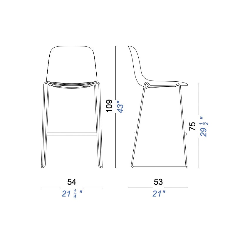 Seela S321 Bar Stool with Fabric H 75cm