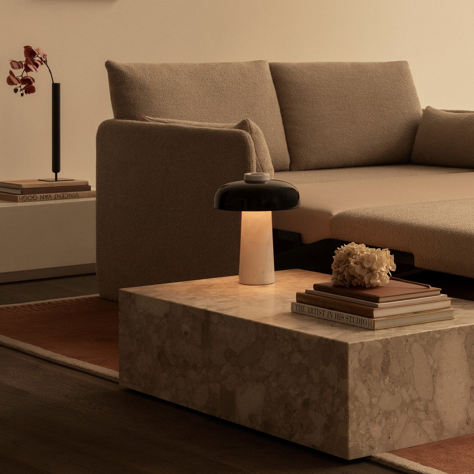 Reverse LED Table Lamp Marble