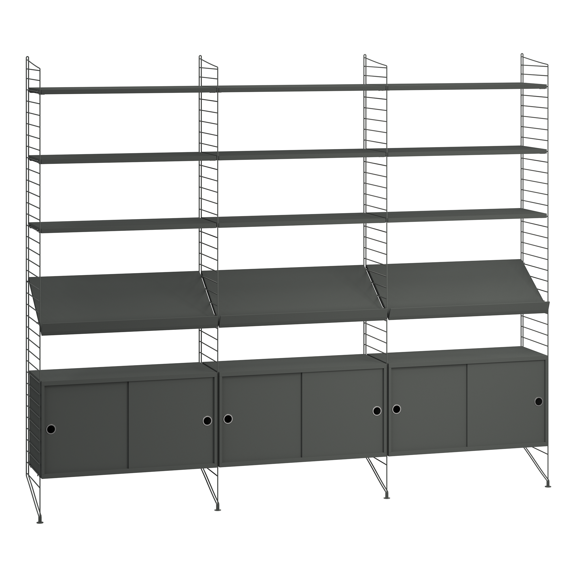 Shelf with 3 Cabinets and Magazine Racks 242 x 200 x 30cm