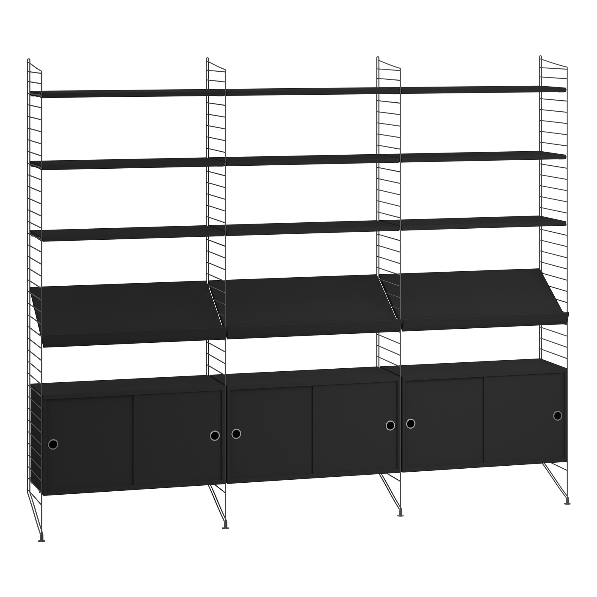 Shelf with 3 Cabinets and Magazine Racks 242 x 200 x 30cm