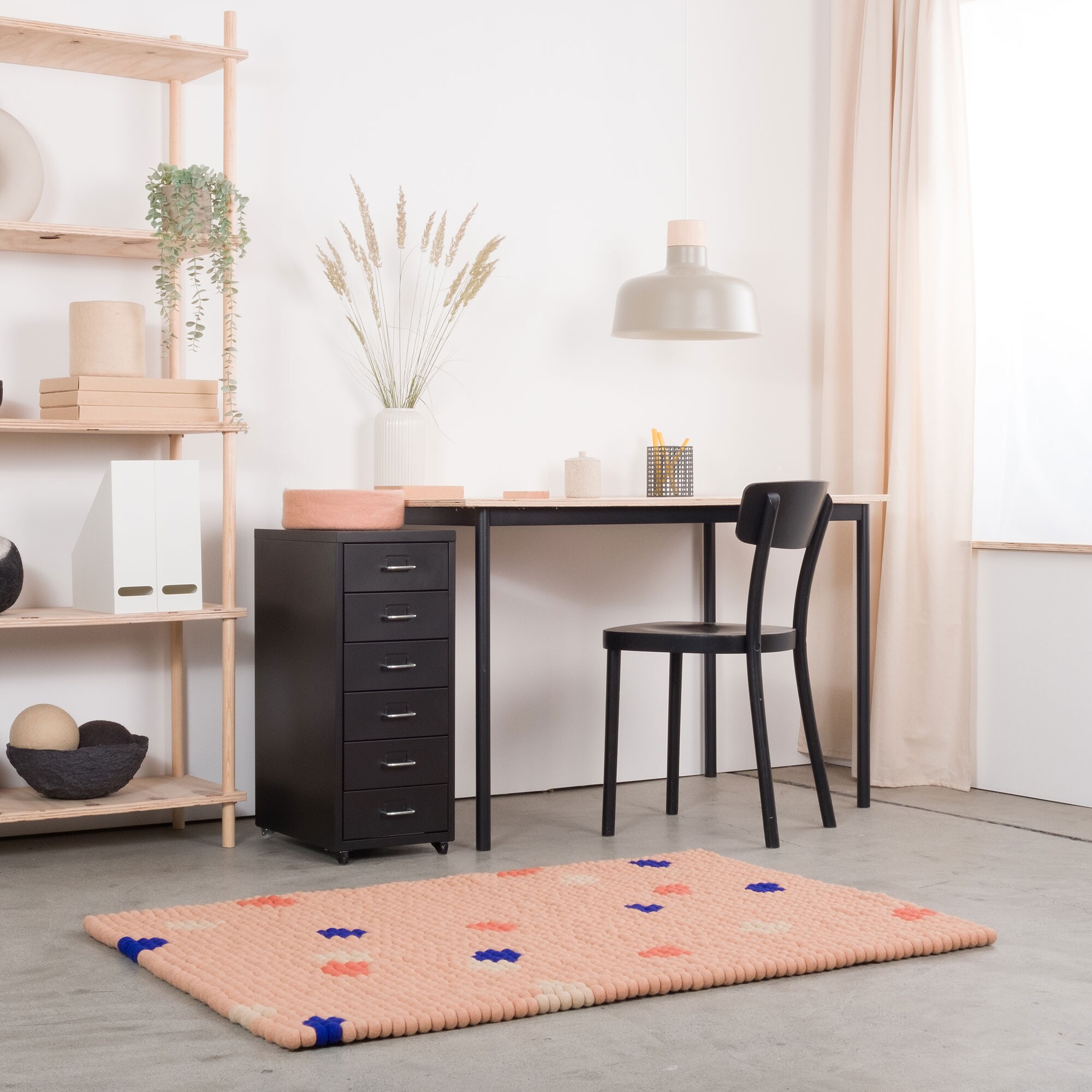 Terra Rose Felt Ball Rug rectangular