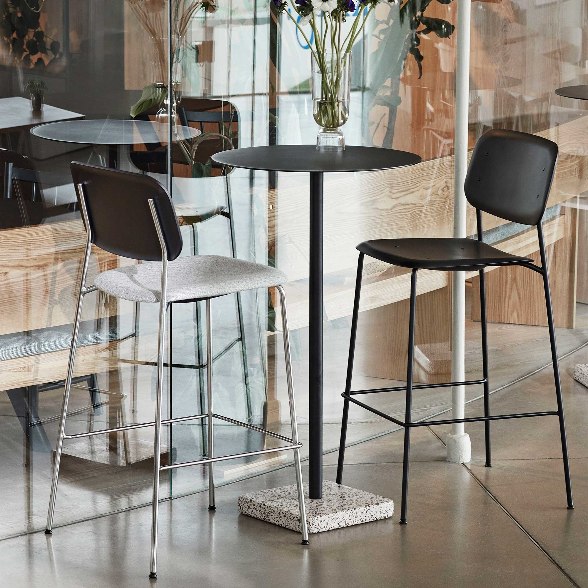 Soft Edge 95 Bar Stool High Black Steel Base