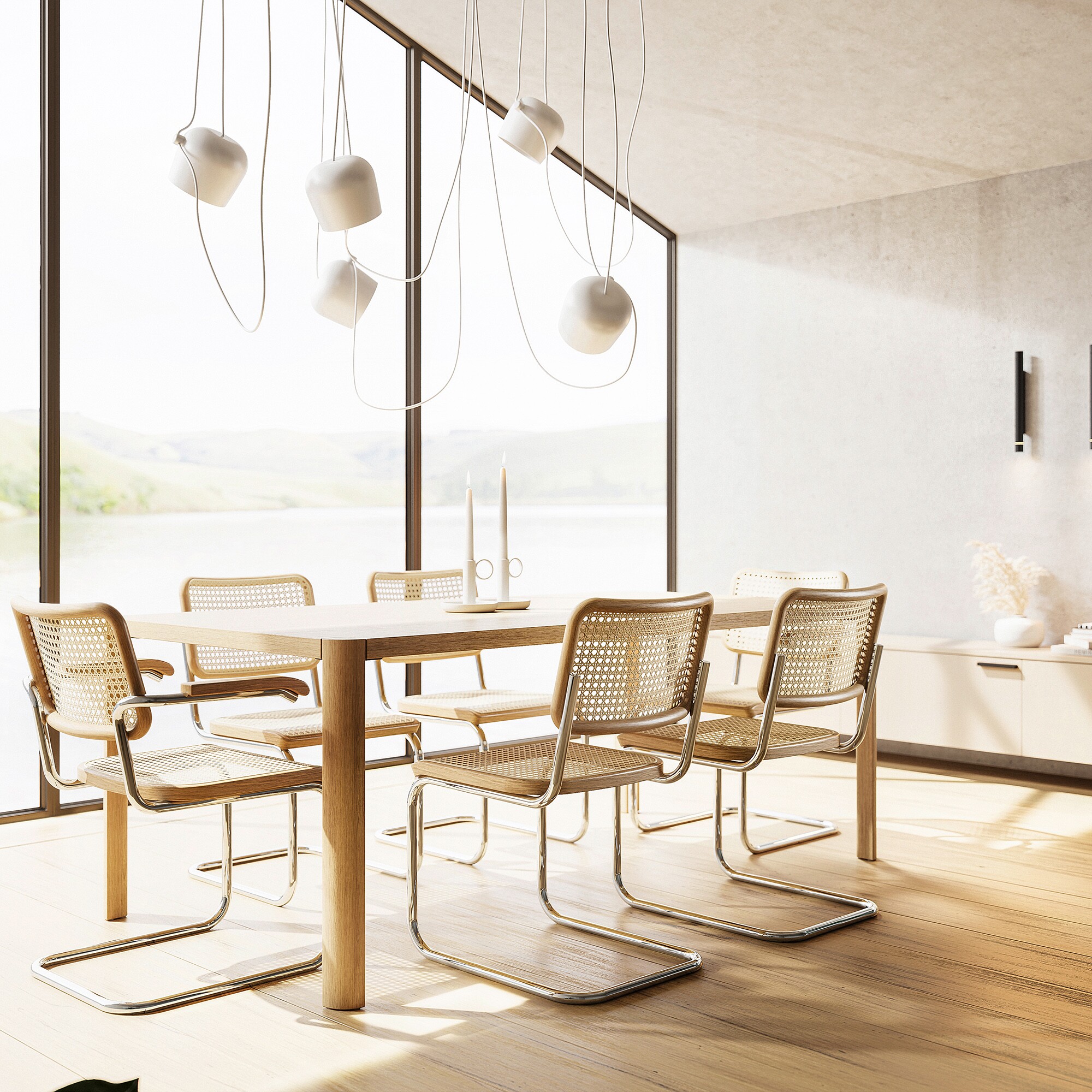 S 64 V Cantilever Armchair with Wickerwork