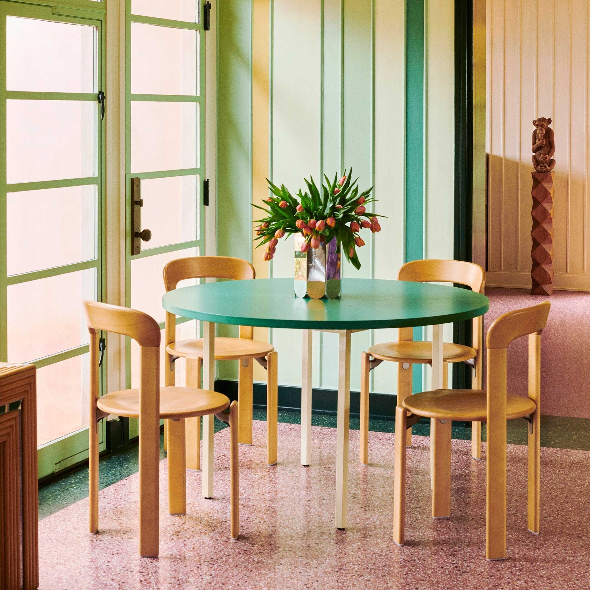 Two-Colour Dining Table Base Ivory Ø120cm