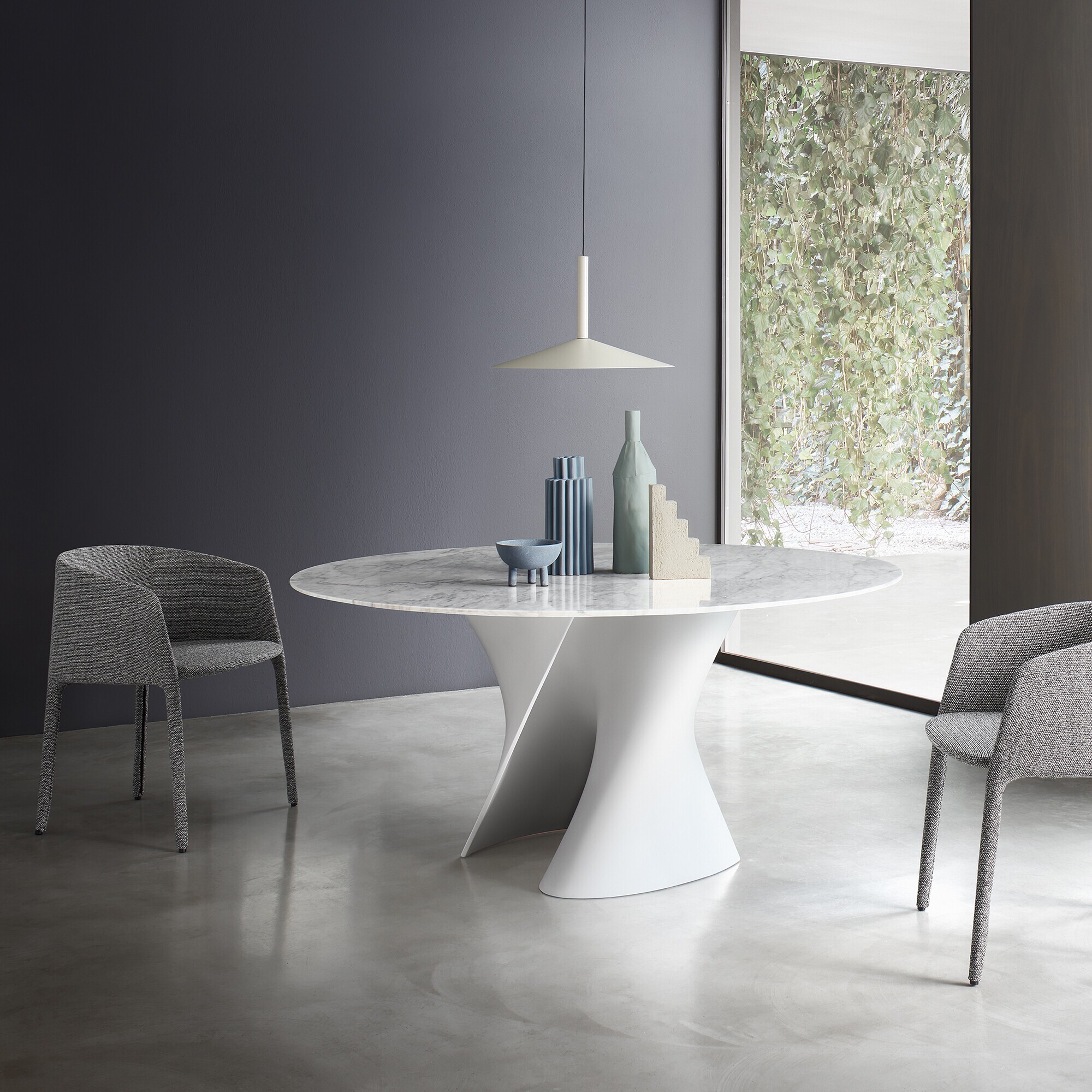 S Table Dining Table White Base Ø156cm Marble