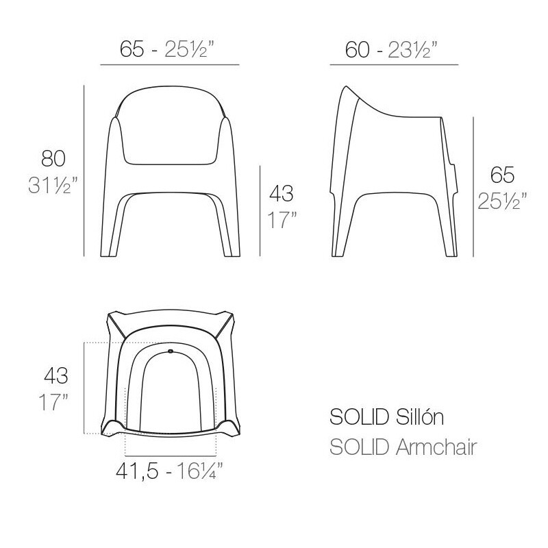 Solid Armchair Set of 4