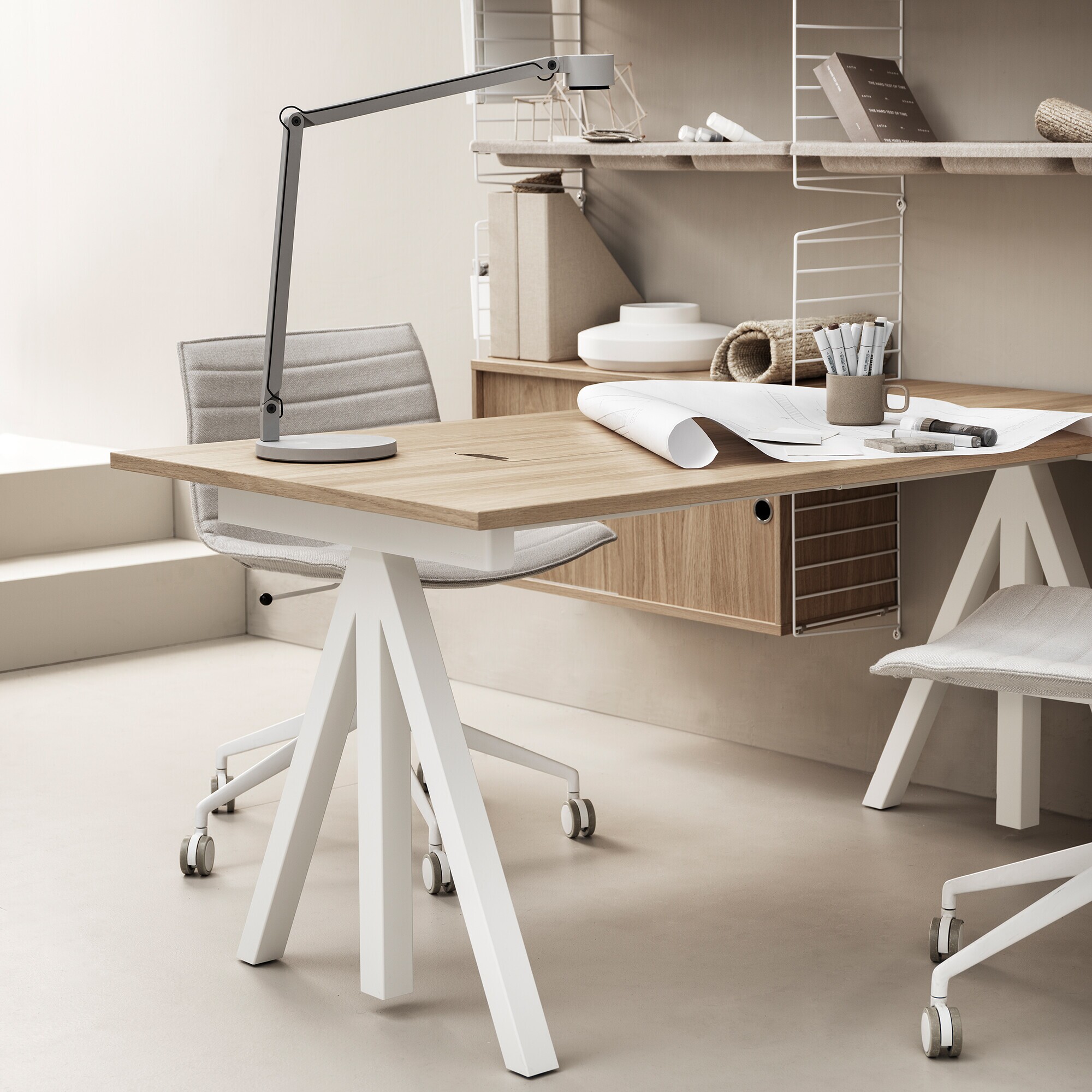 String Works Desk Height Adjustable Oak