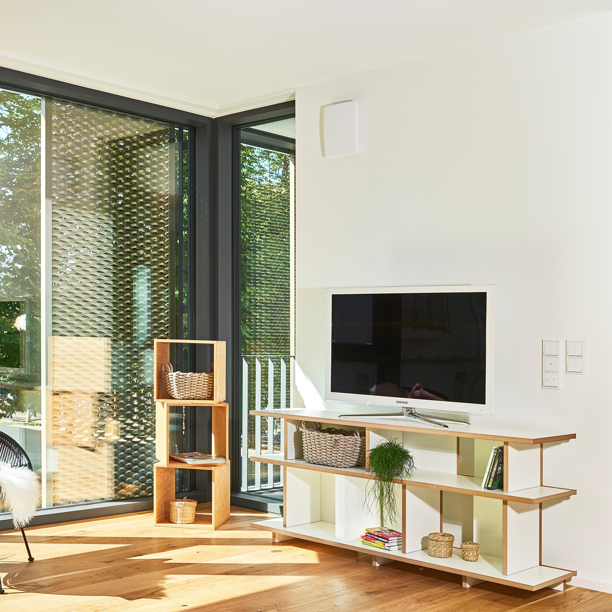 Stell TV Lowboard with LED Lamp 198x37.5x68cm