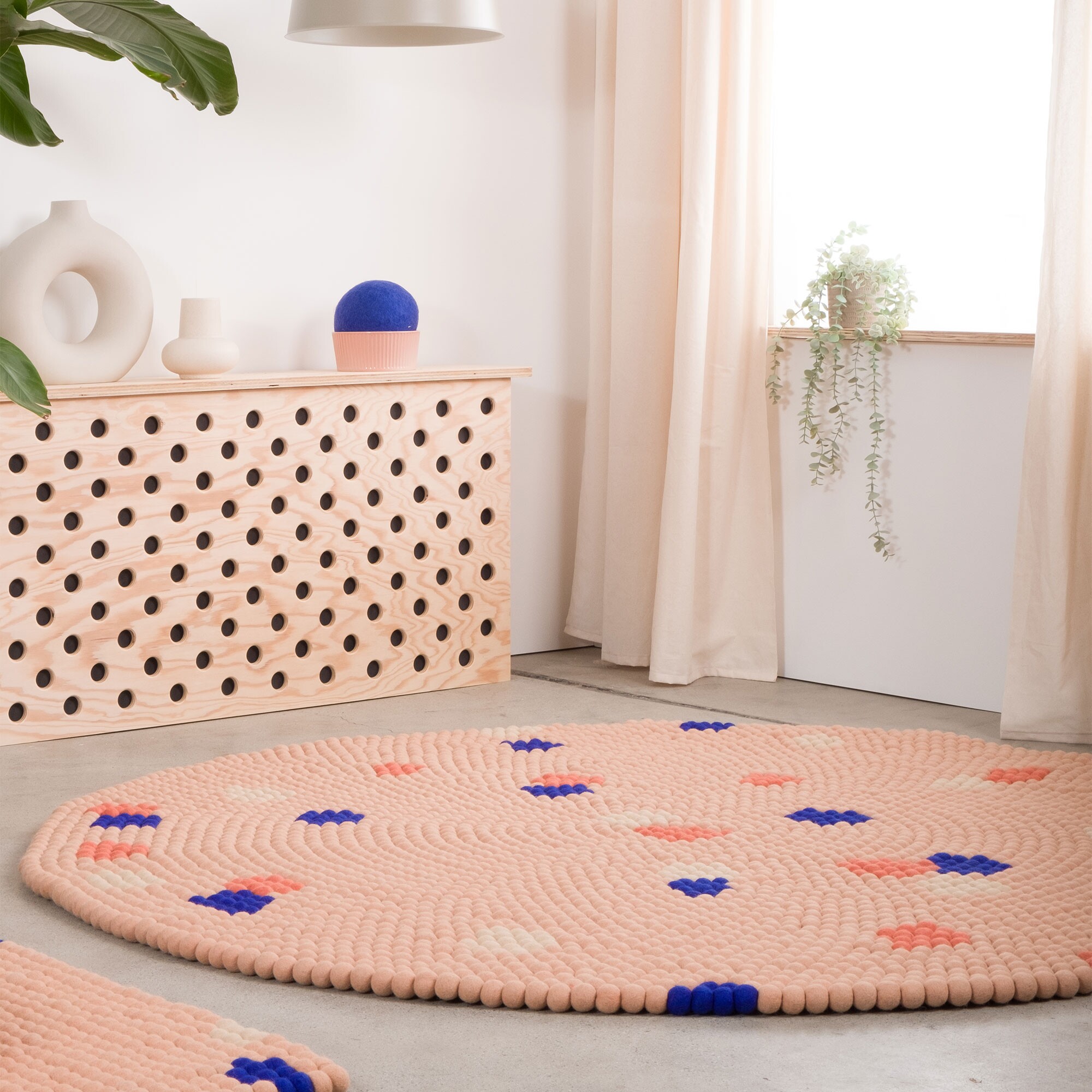 Terra Rose Felt Ball Rug