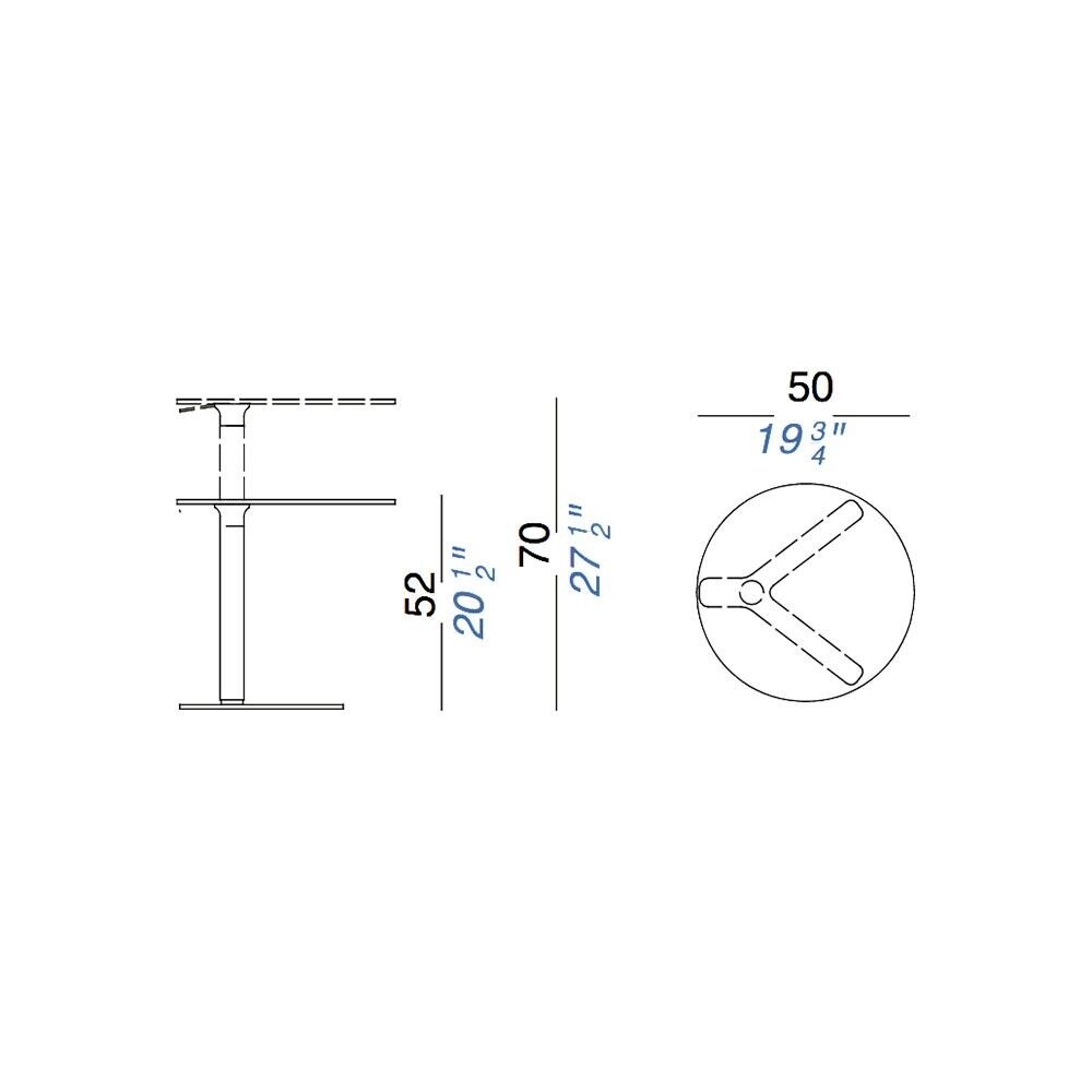 Yo T80 Side Table 52-70cm
